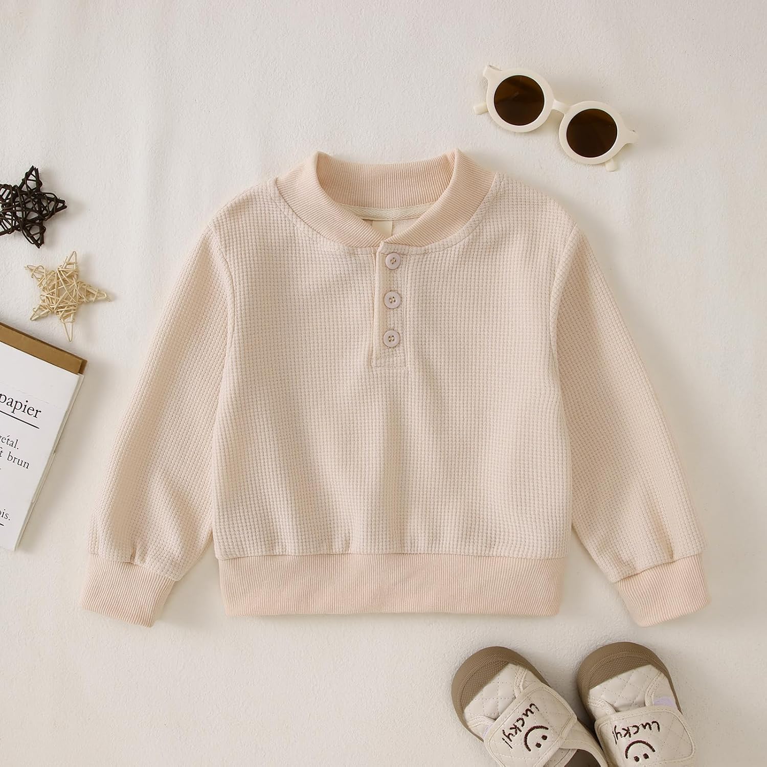 BOUTIKOME Waffle Sweatshirt Toddler Boys