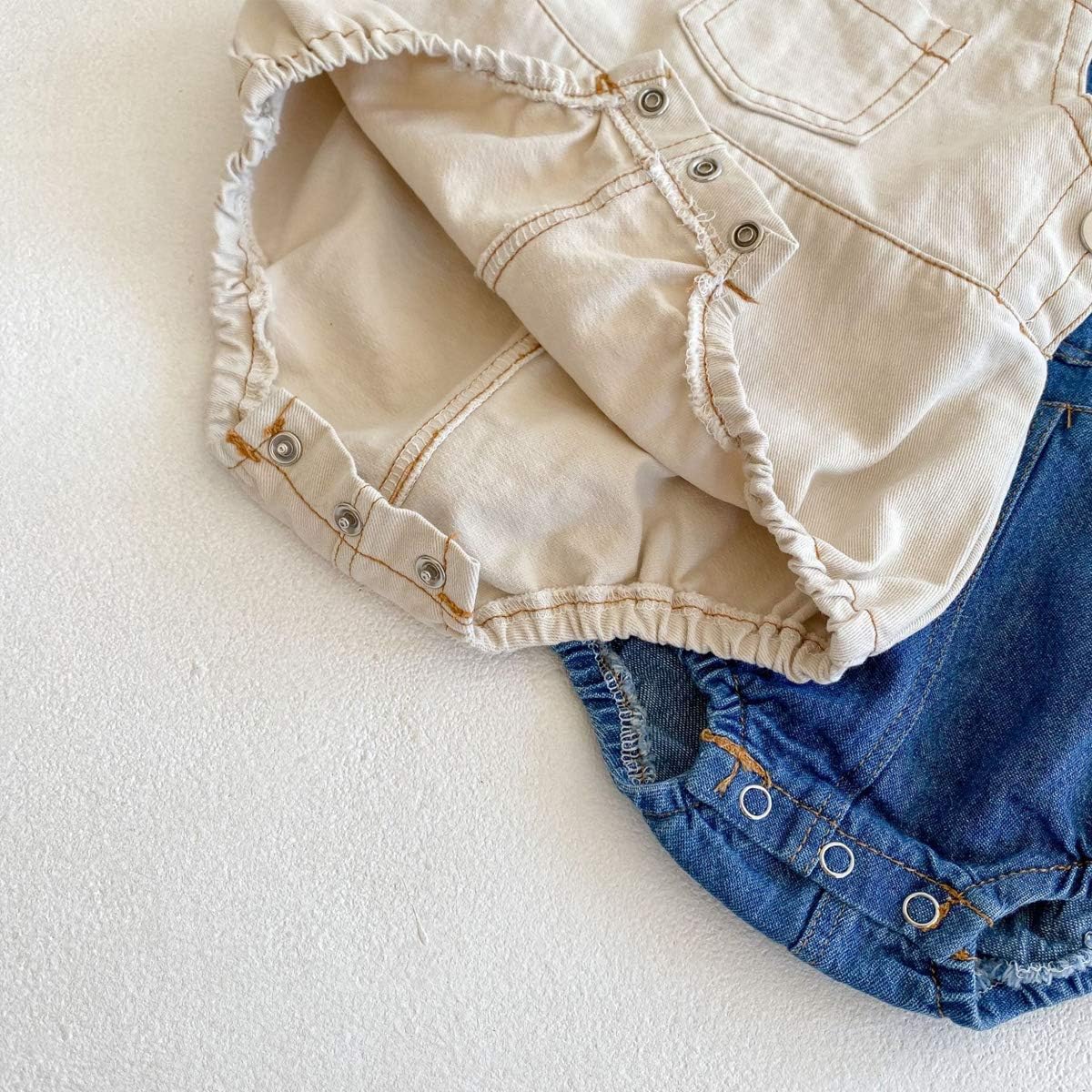 HOOLCHEAN Denim Bodysuit with Straps for Baby
