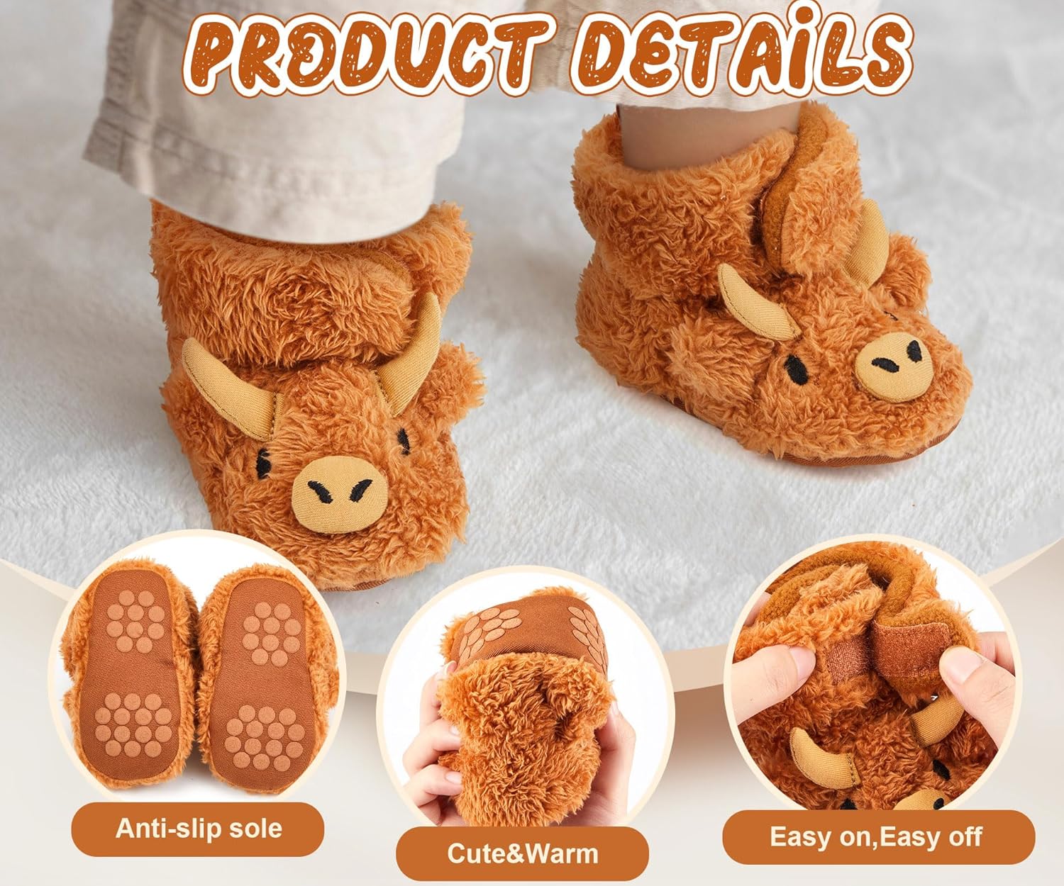 ShinyMatch Baby Essentials Highland Cow Bootstrapounds Perfect for Toddler Boys and Girls