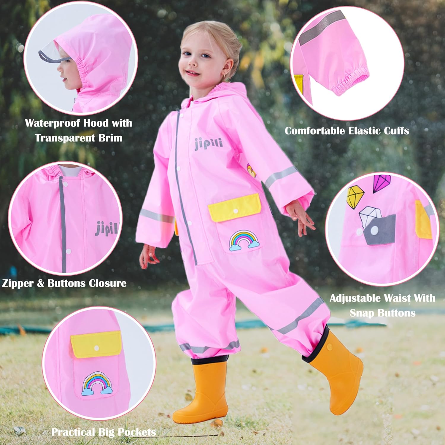 Fewlby Safe Dry Toddler Rain Coats for Kids