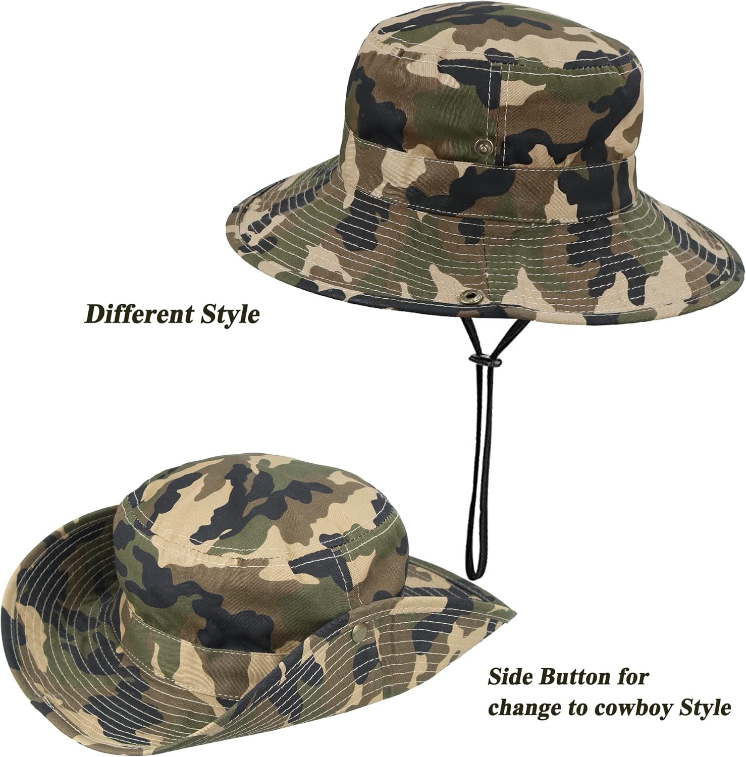 OvoY Toddler Sun Hat Bucket Boys Camouflage Fishman Cap Packable