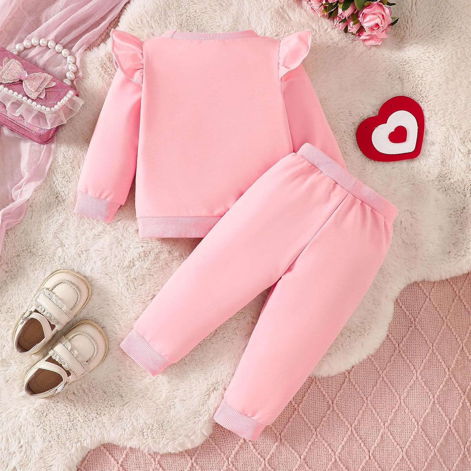 2Pcs infant winter outfit set Long sleeve crewneck joggers