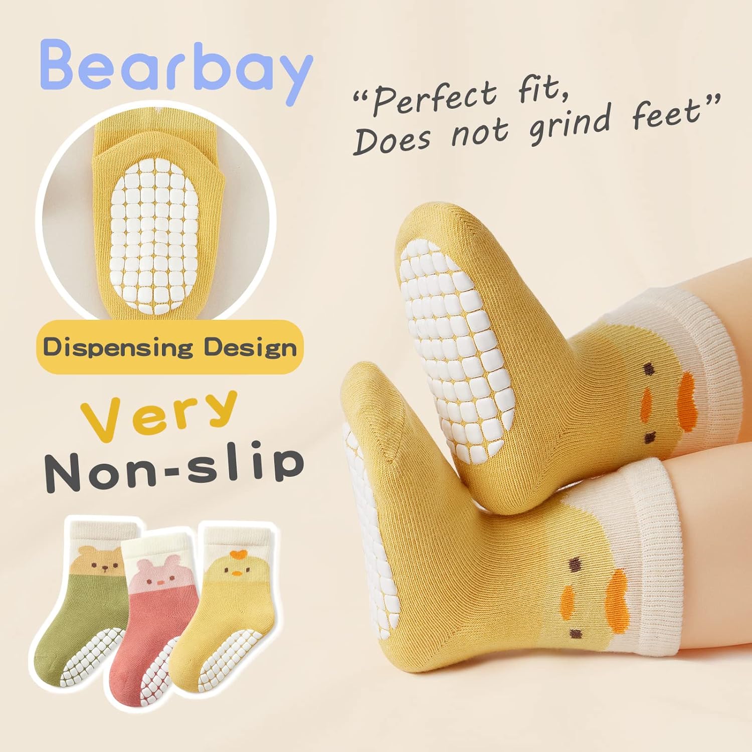Comfortable Non-Slip Ankle Socks for Babies with Grippers