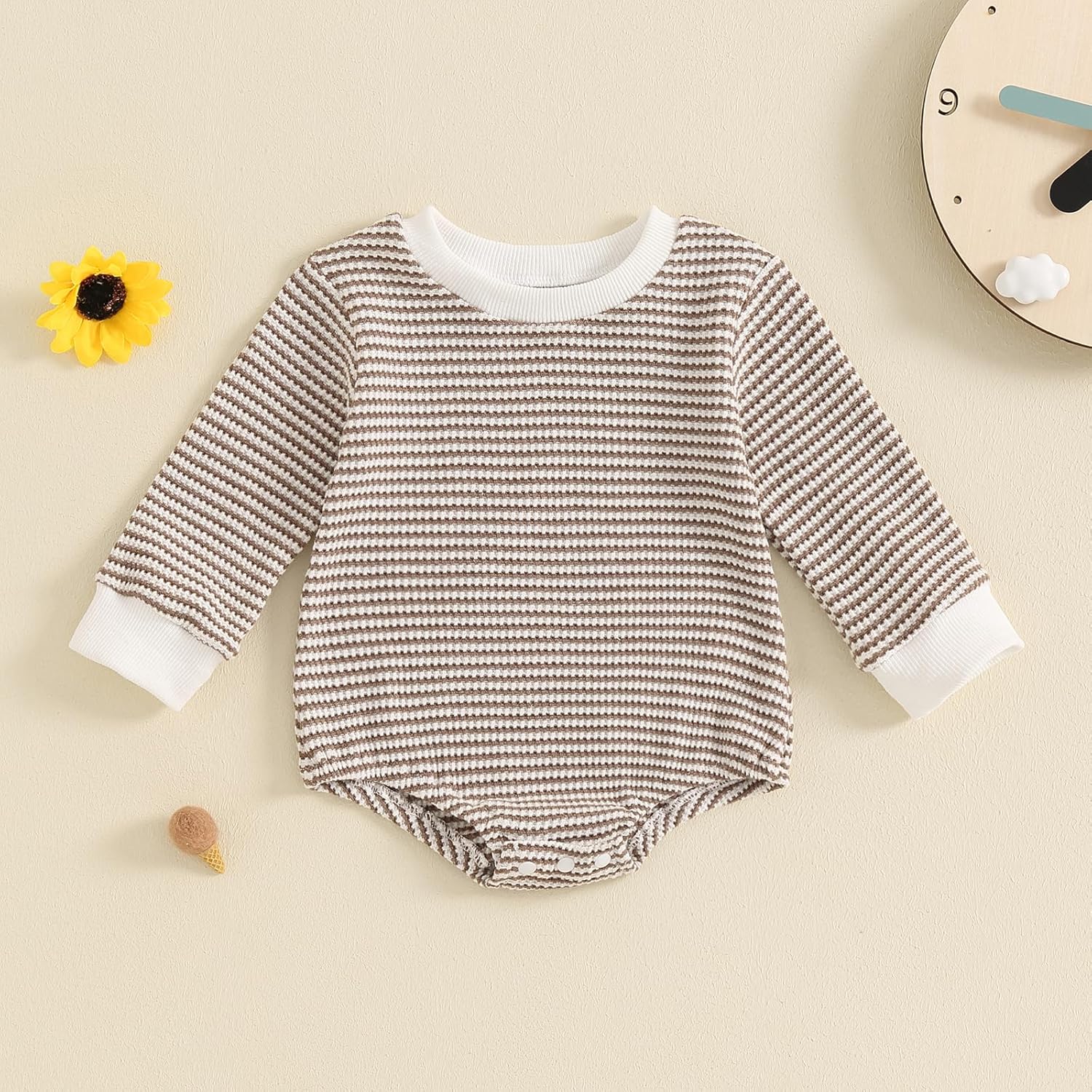 VisgogoUnisex Baby Romper Waffle Long Sleeve Bubble Bodysuit for Boys Girls