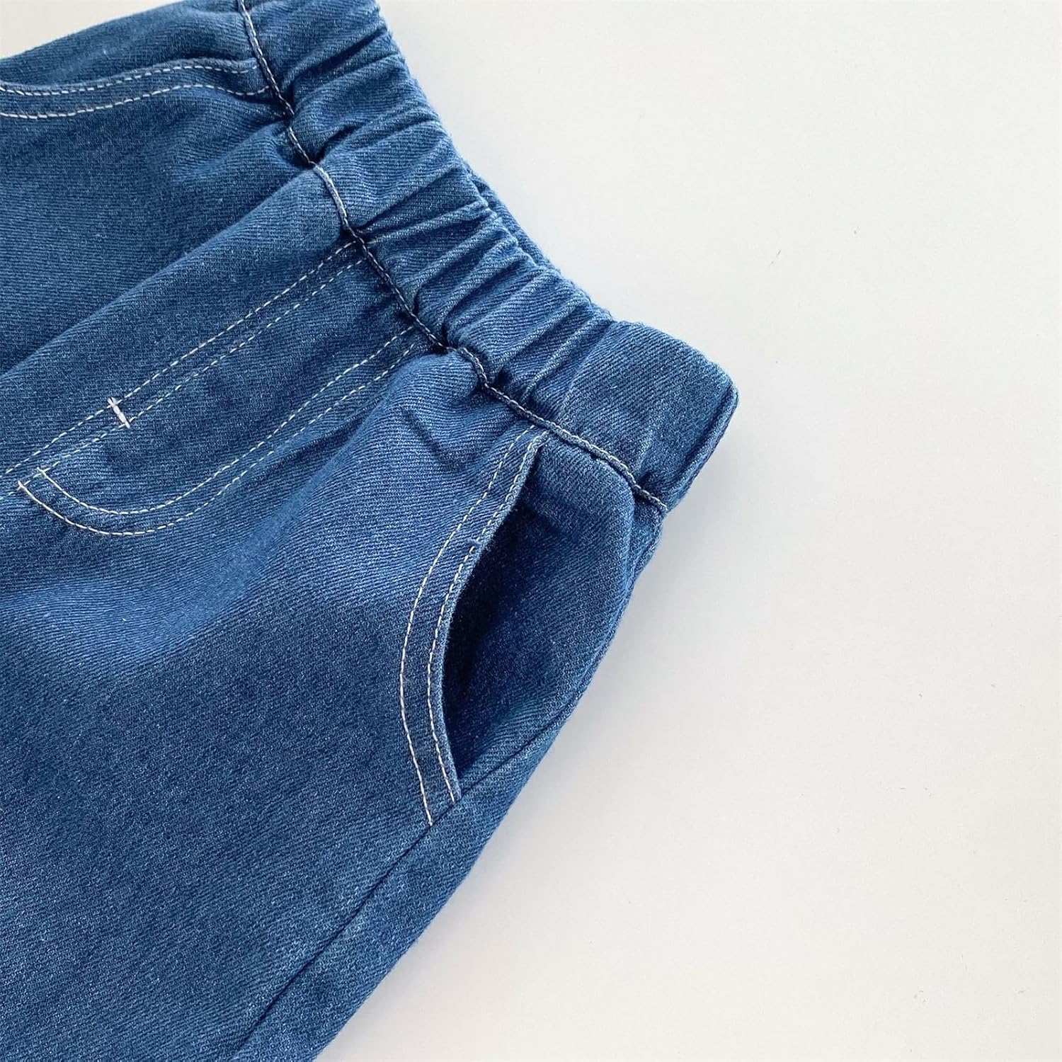 Baby Boys Elastic Waist Jeans with Bear Print