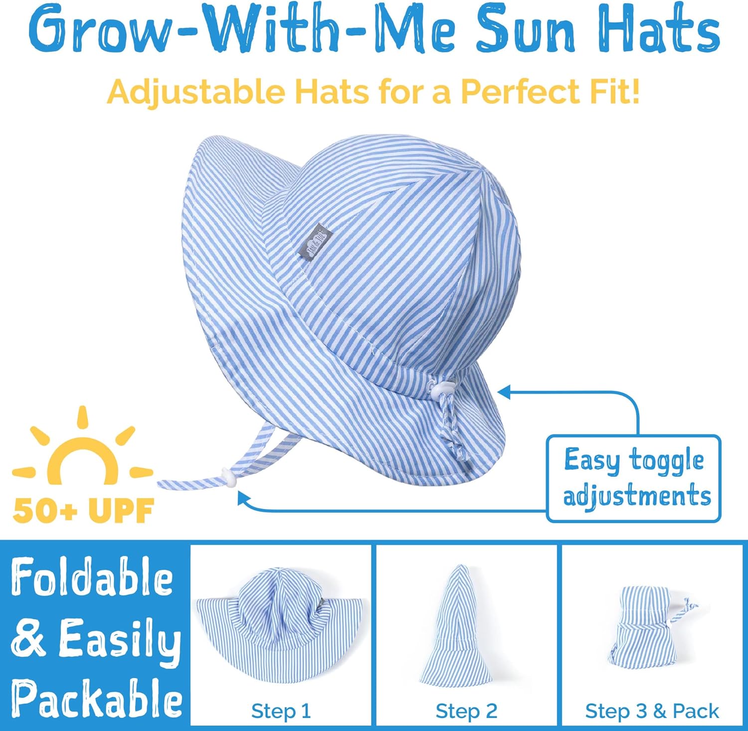 JAN JUL IDEAL 50 UPF Cotton Sun Hat for Toddler Girls
