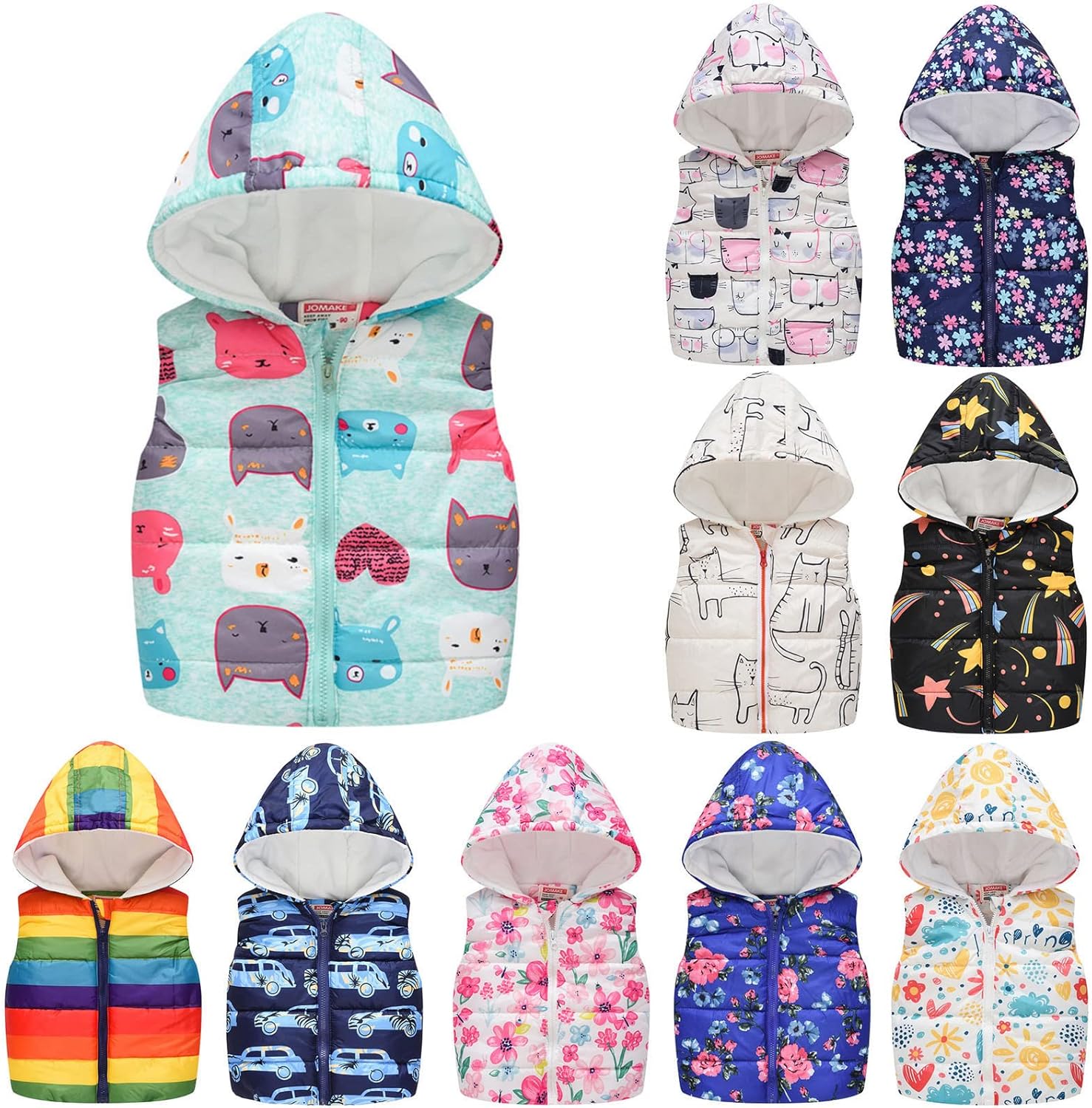 Cartoon Print Winter Coat for Toddlers Boys Girls - Thicken Windproof