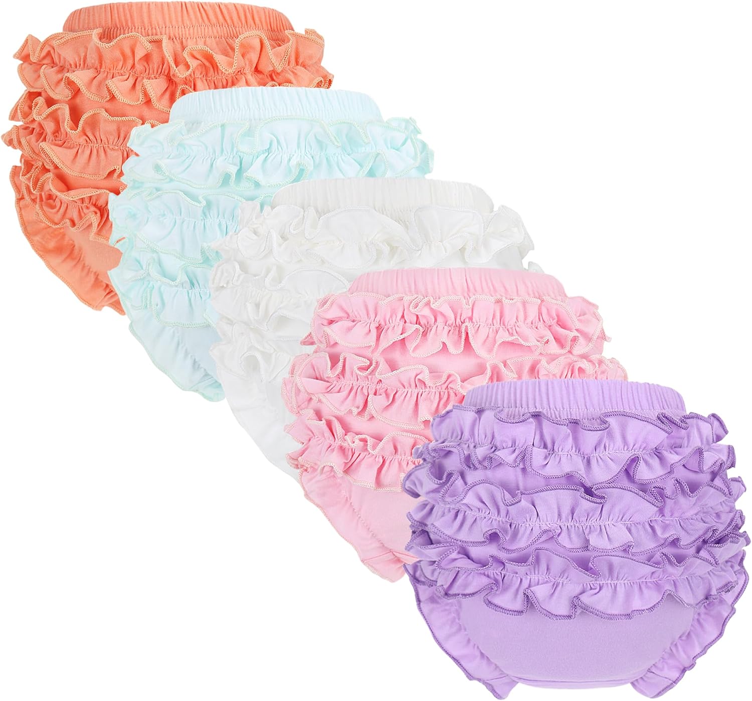 5-Piece Poocen Ruffle Diaper Cover Set for Toddler Girls