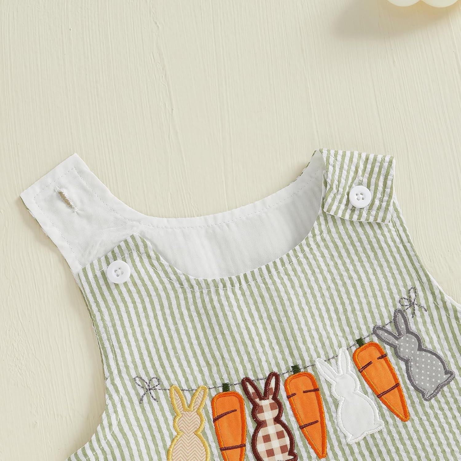 Toddler Boy Easter Jumpsuit with Bunny Carrot Embroidery 0-3 Years