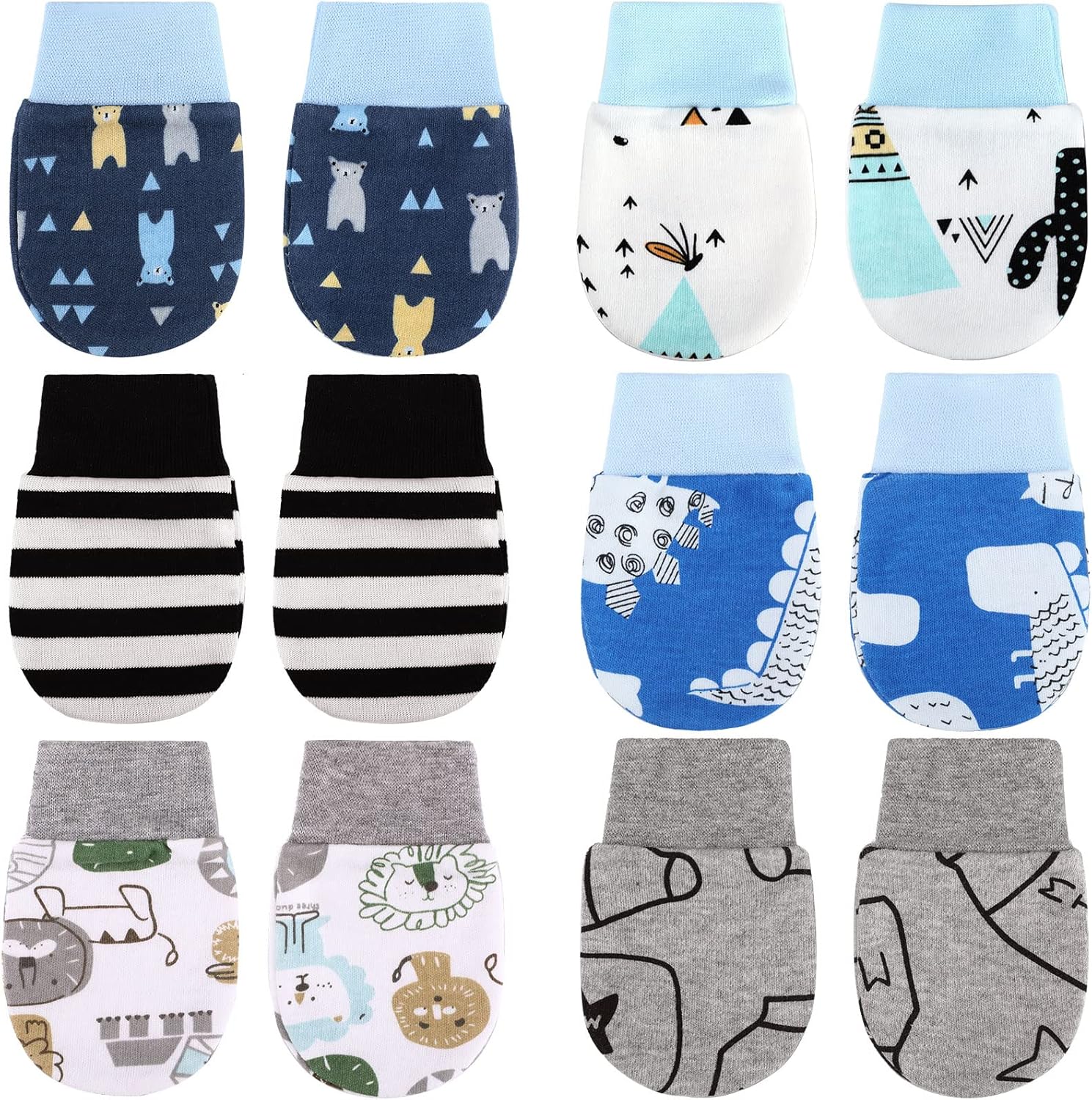 Geyoga 6 Pairs Baby Mittens No Scratch Cotton for 3-9 Months