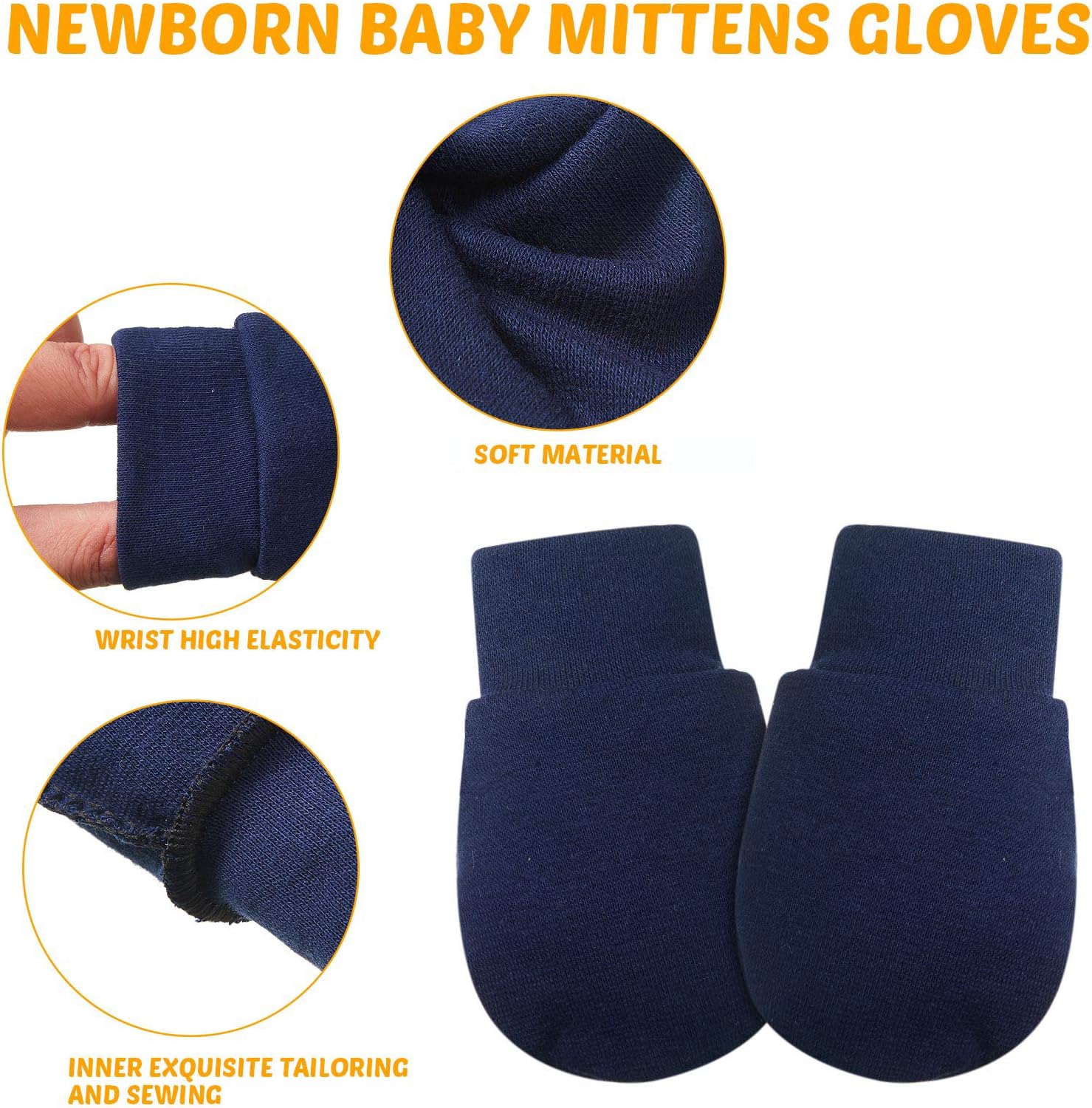 Geyoga 6 Pairs Newborn Toddler No Scratch Gloves