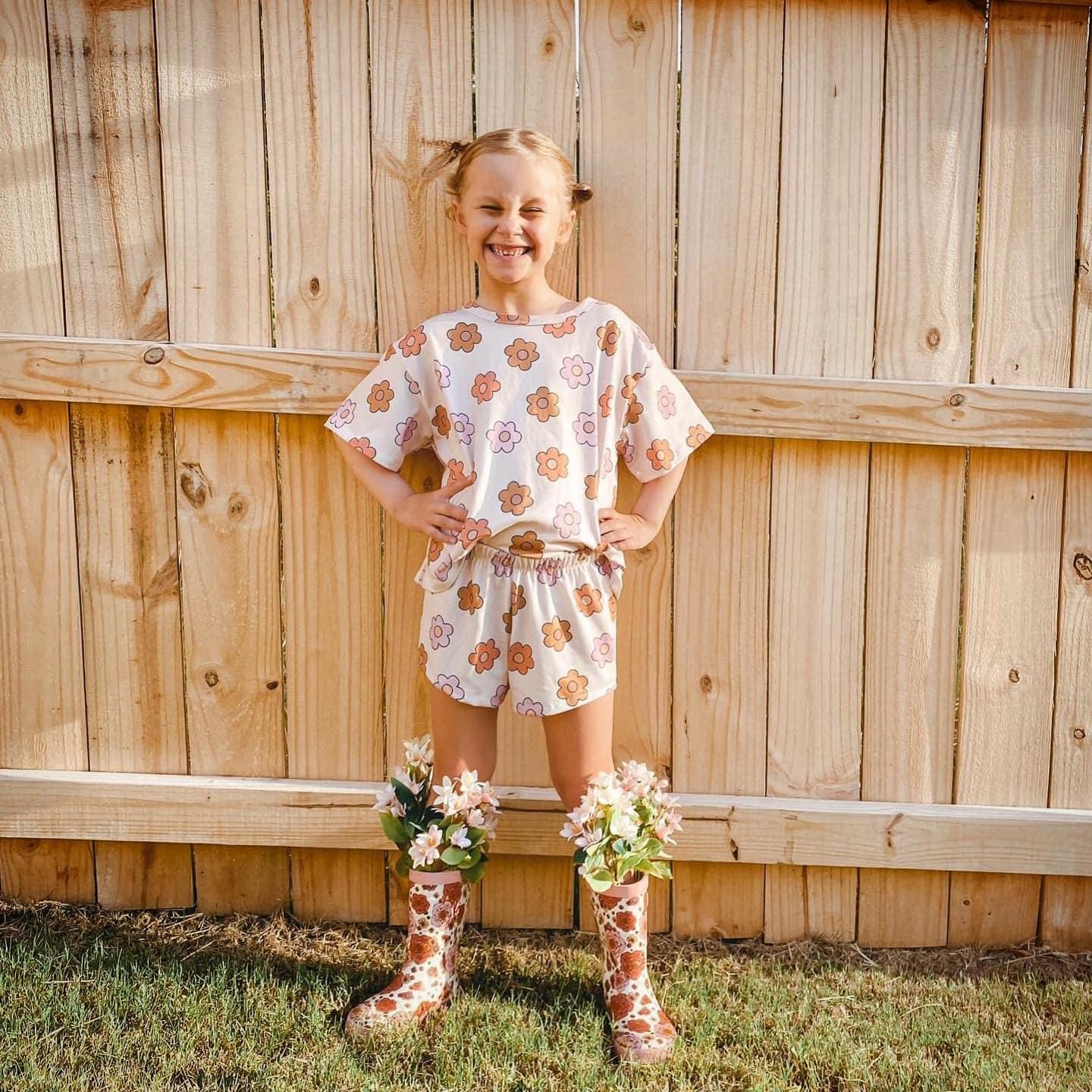 FYBITBO Toddler Girl Floral Print Summer Short Set