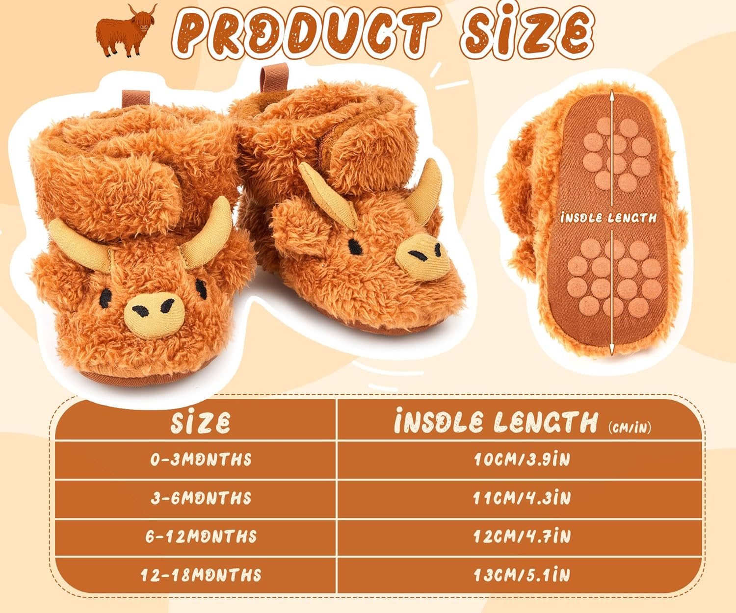 ShinyMatch Baby Essentials Highland Cow Bootstrapounds Perfect for Toddler Boys and Girls