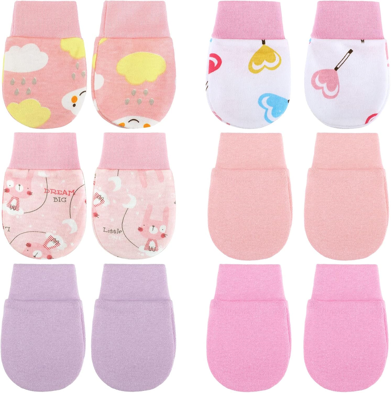 6 Pairs Unisex Cotton Baby Mittens