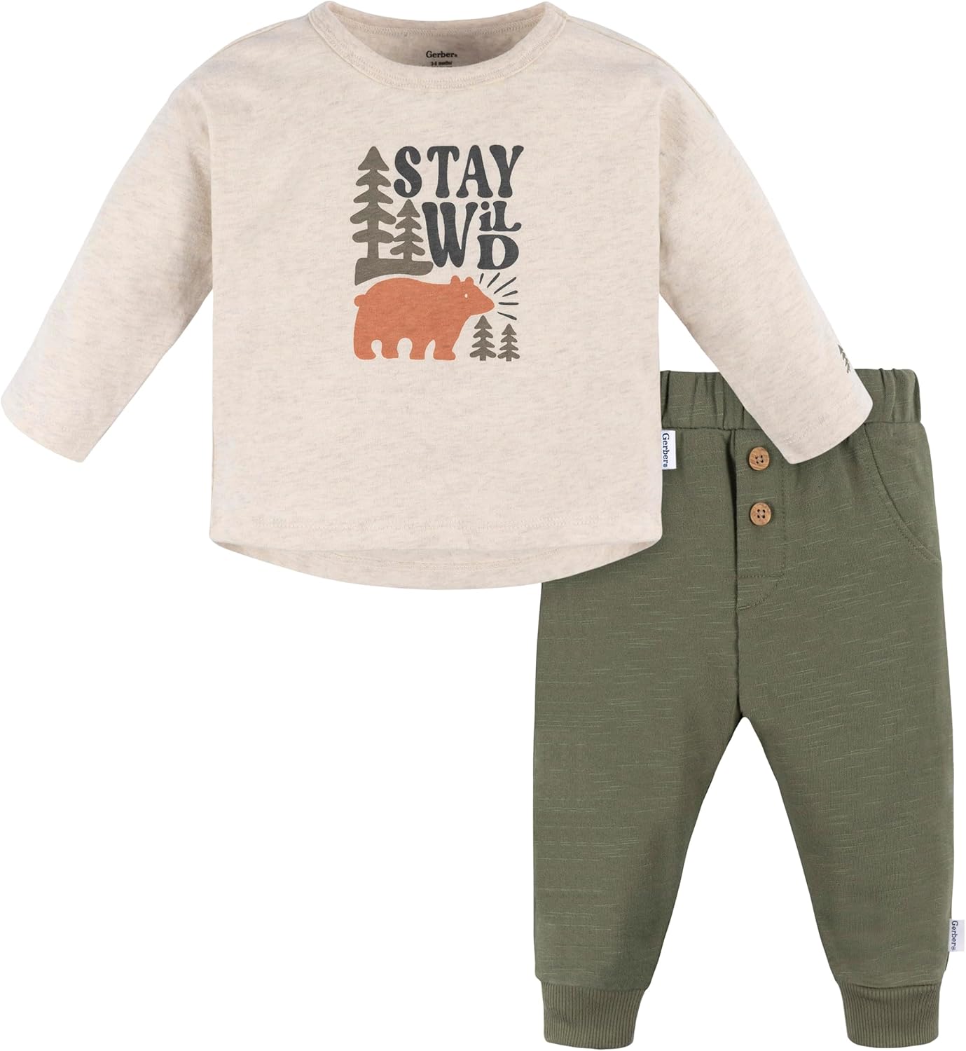 Comfort and Style Gerber Baby Boys Washable Jogger Set Geometric PatternsStay Wild