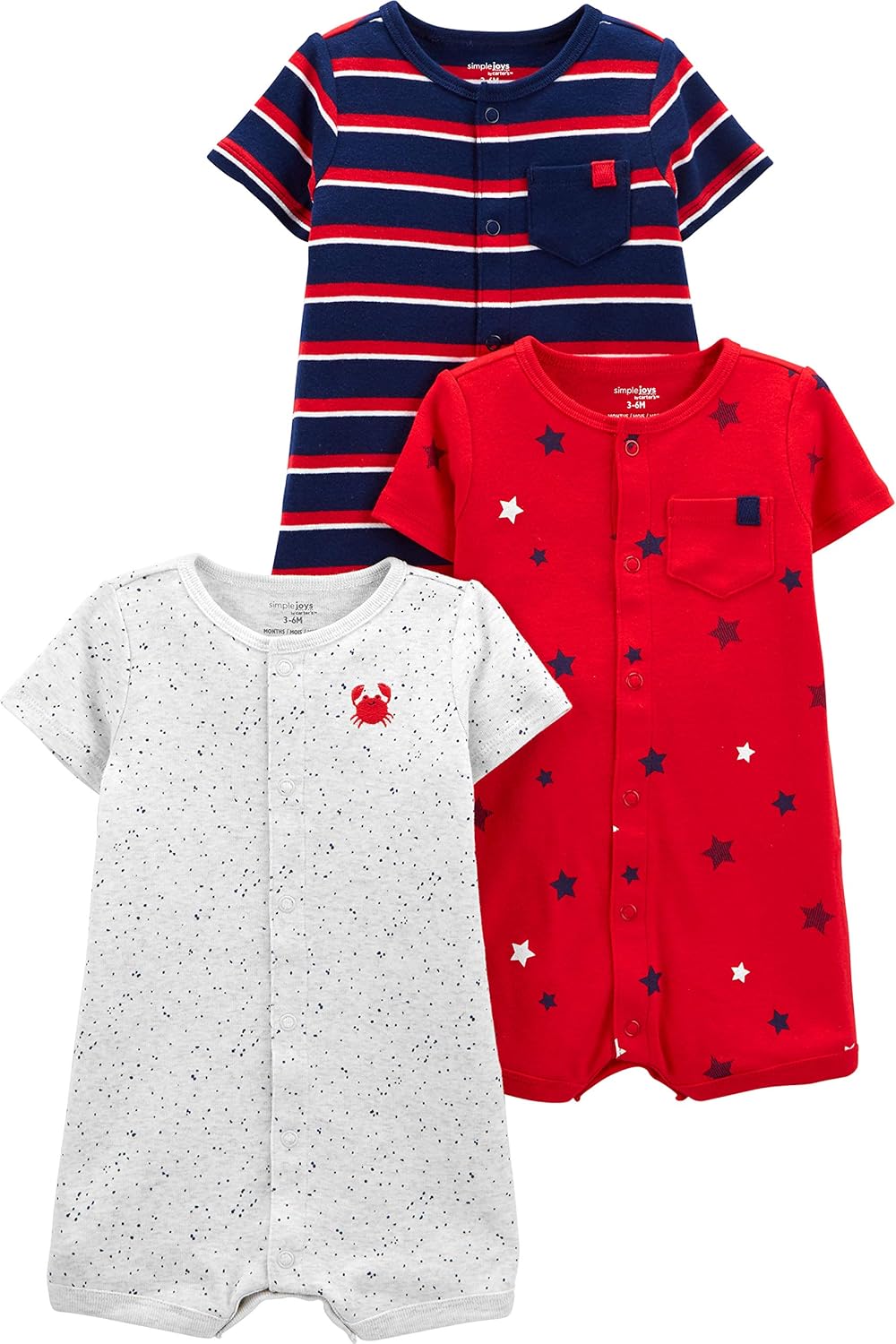 Simple Joys by Carters Snap-Up Rompers 3-Pack