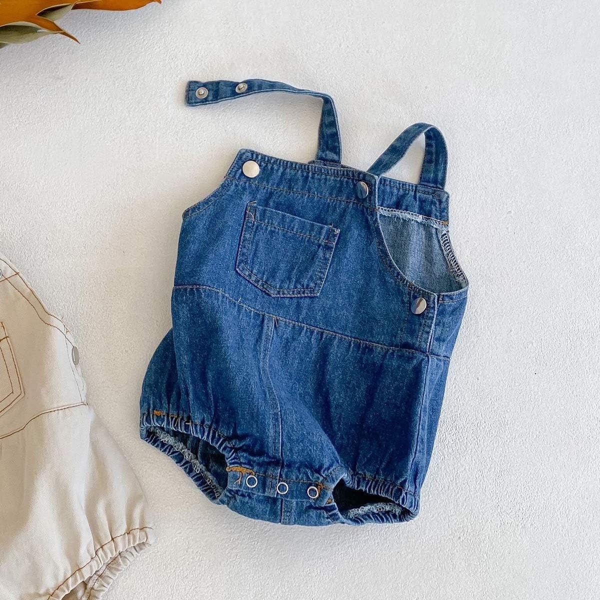 HOOLCHEAN Denim Bodysuit with Straps for Baby