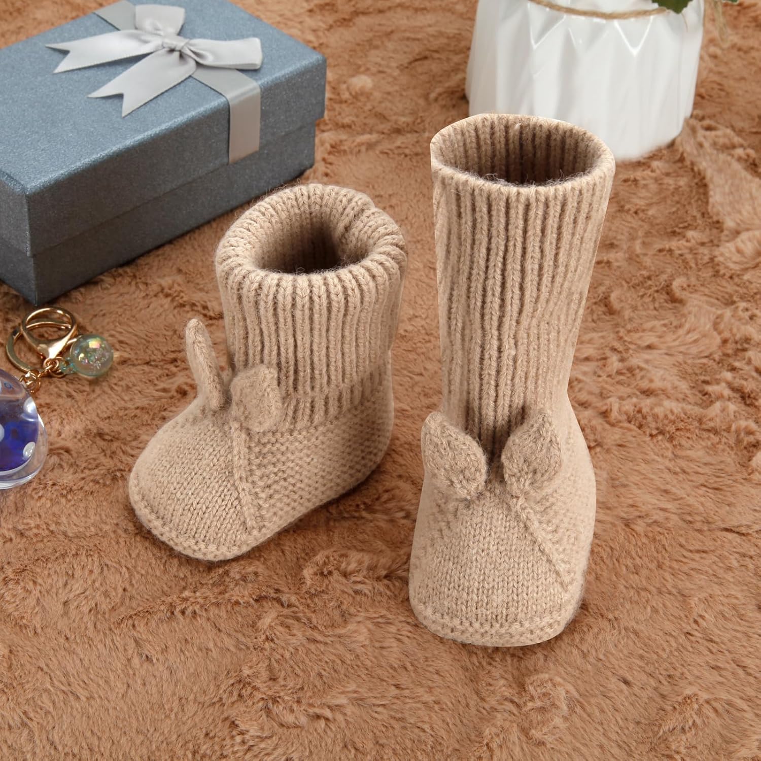 Warm Soft Knit Booties for Newborns