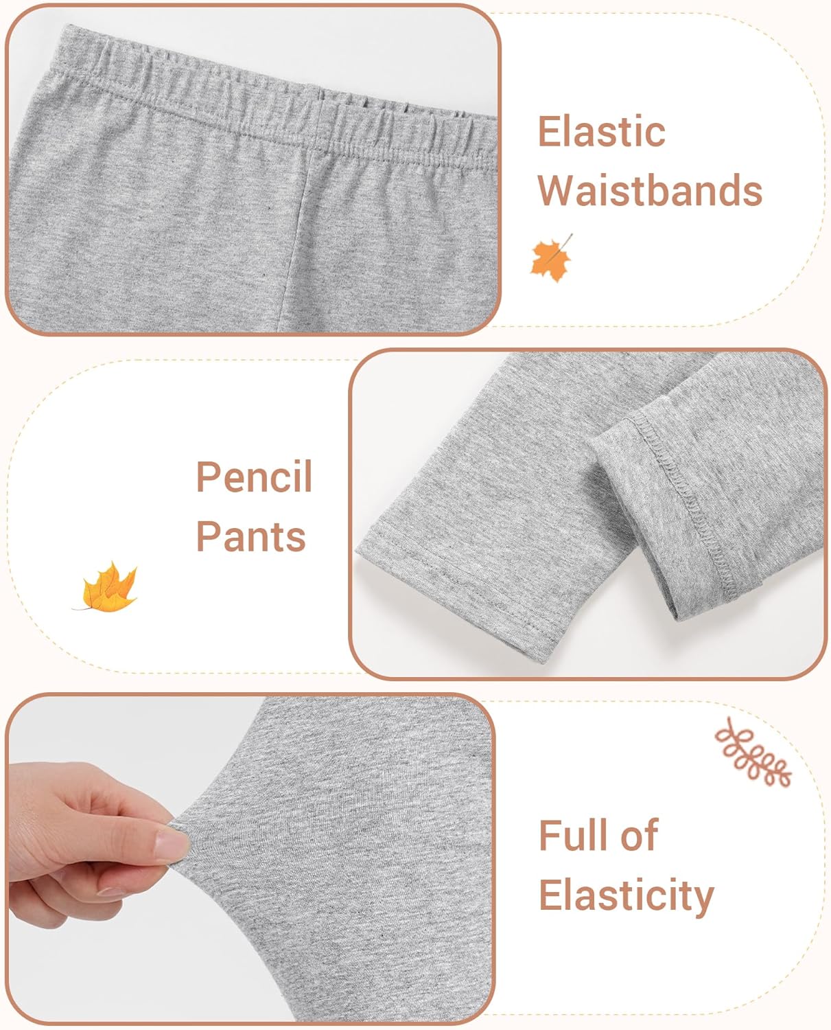 3-Piece Cotton Leggings for Baby Boys and Girls 18M-5T