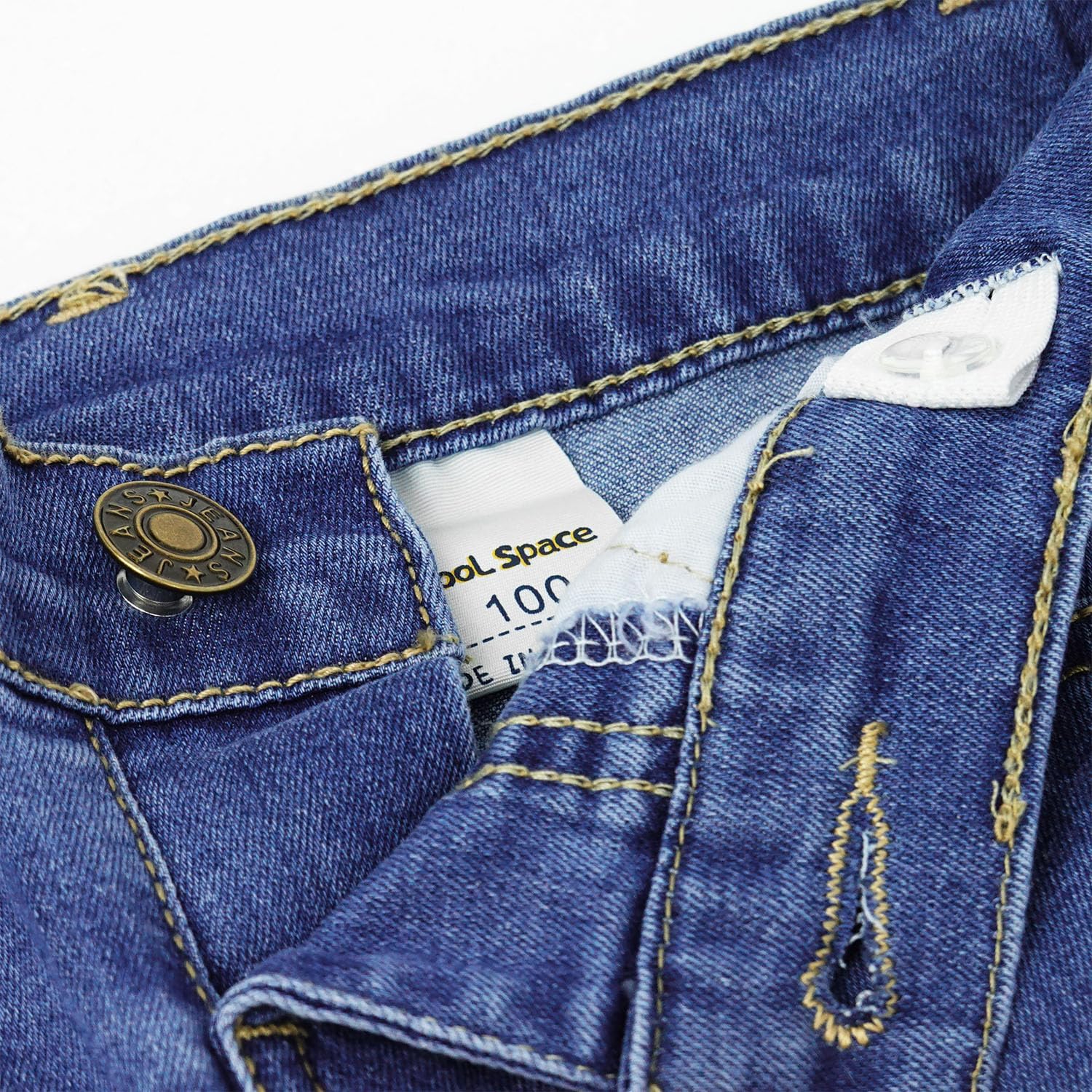 KIDSCOOL SPACE Baby Jeans Pink Heart Embroidanted