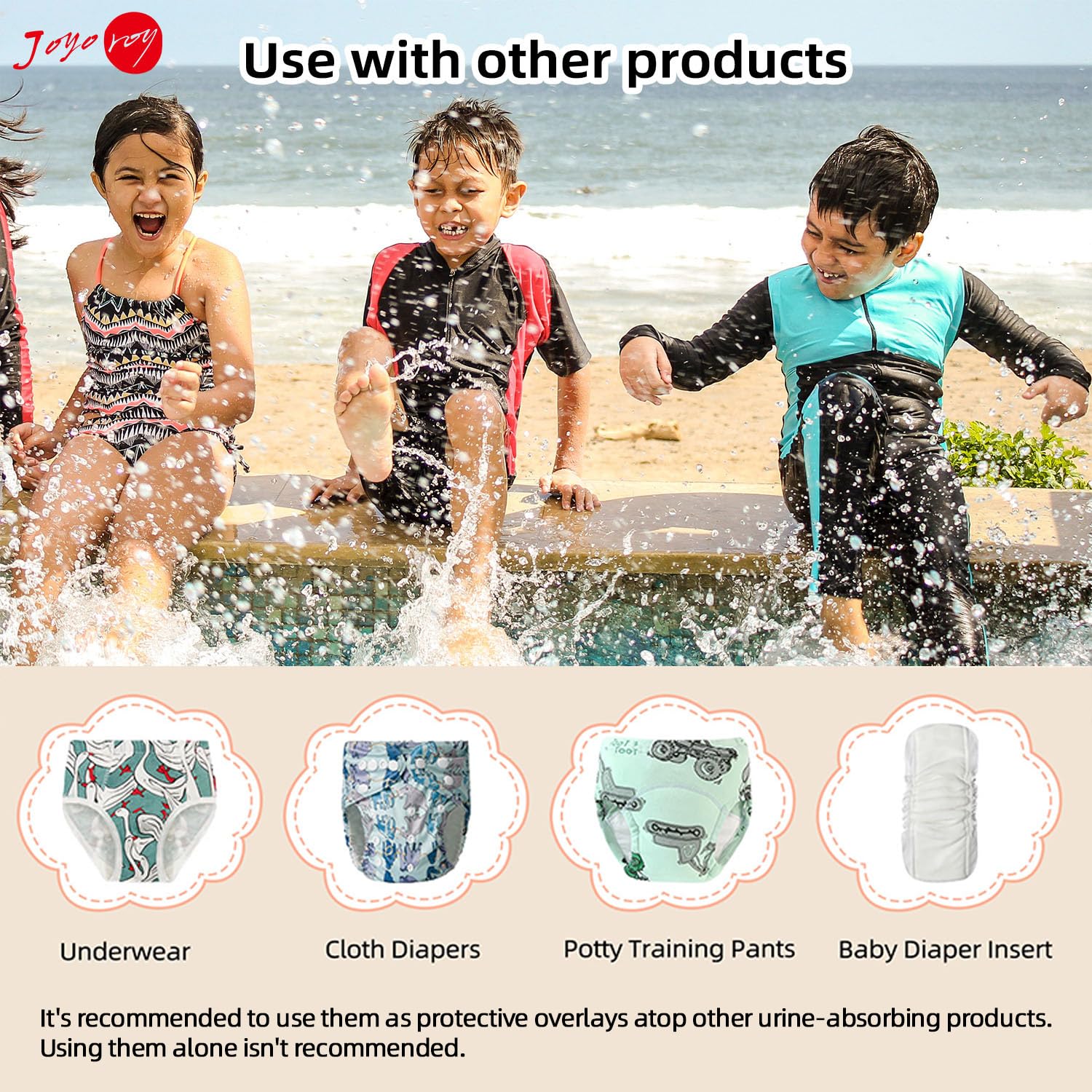 Joyo Roy 4-Piece Reusable Diaper Covers for Boys and Girls