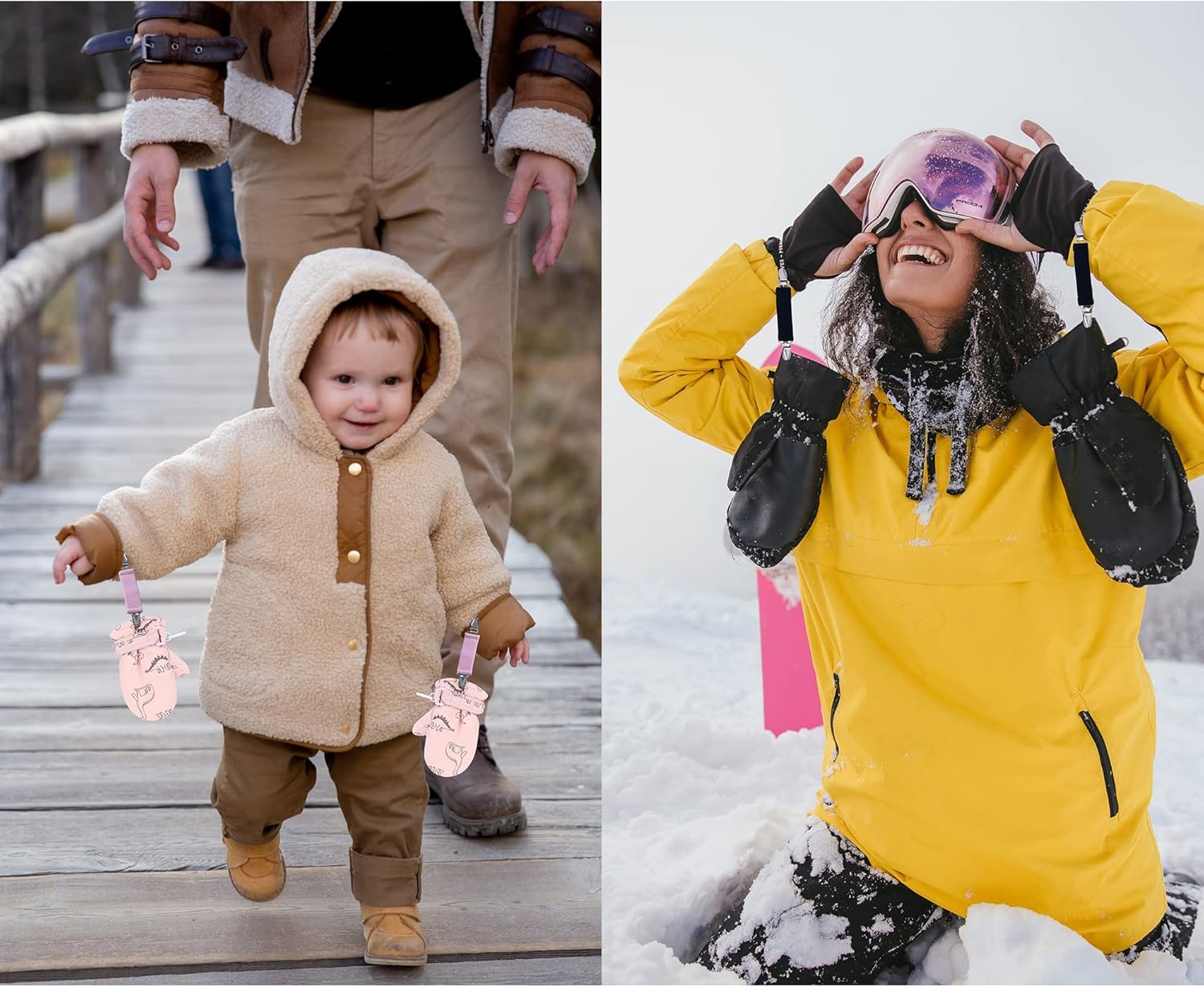 SS Stainless Steel Gloves Clips for Kids Warm Winter Accessories