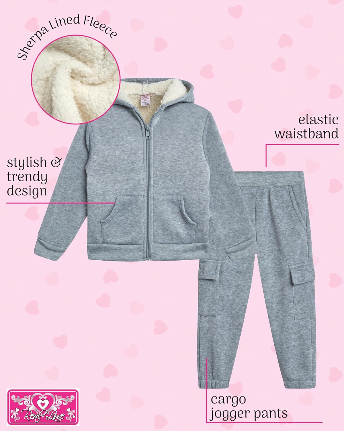 Real Love Baby Girls Jogger Set - Cozy 2-Piece Fleece Set