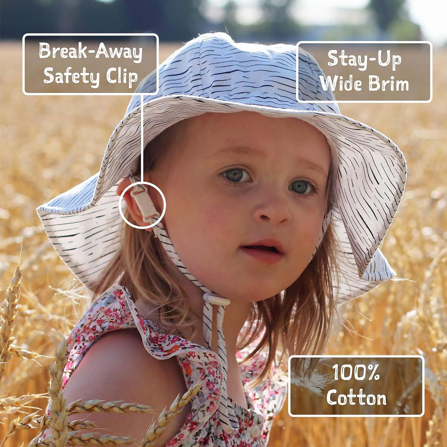 JAN JUL IDEAL 50 UPF Cotton Sun Hat for Toddler Girls