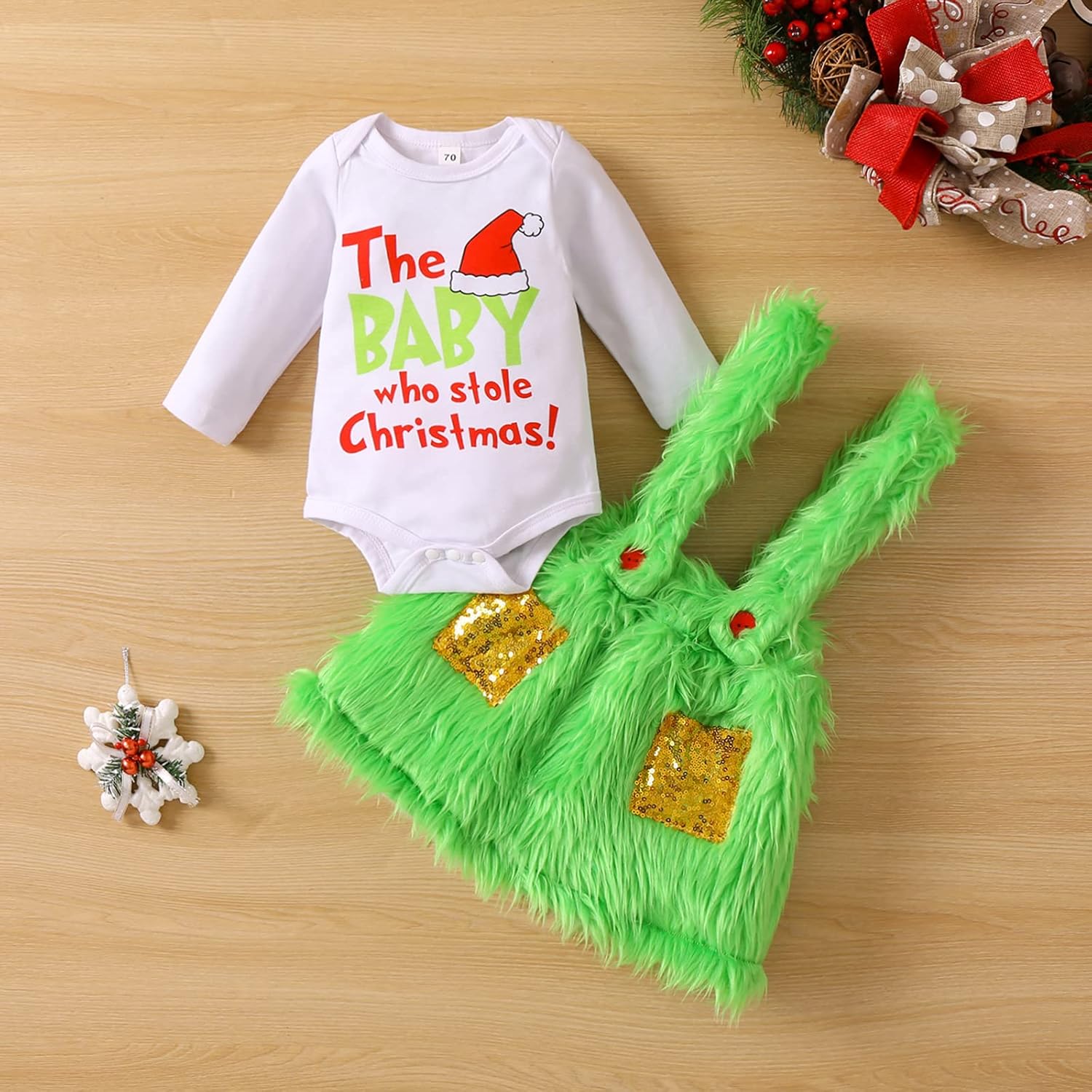 Green Monster Christmas Baby Costume Set for 0-24 Months