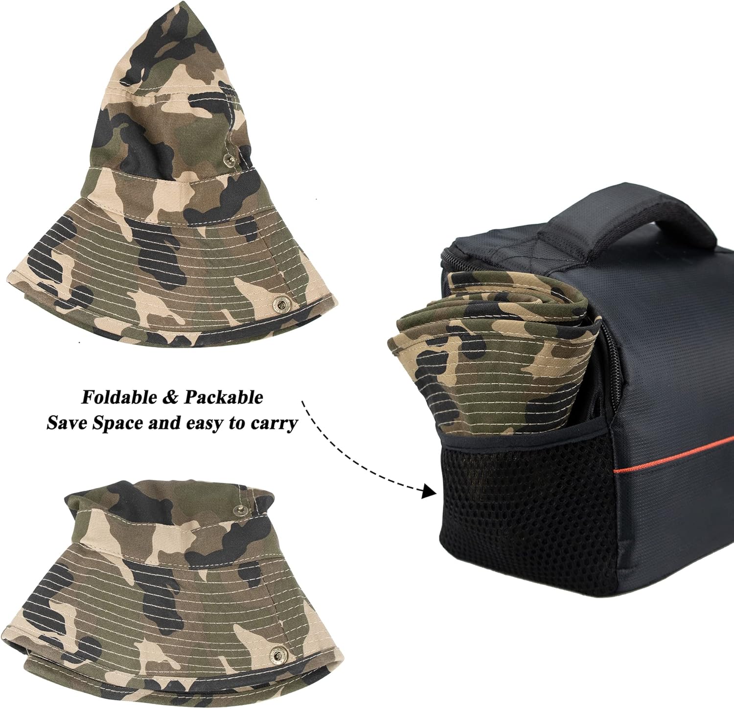 OvoY Toddler Sun Hat Bucket Boys Camouflage Fishman Cap Packable