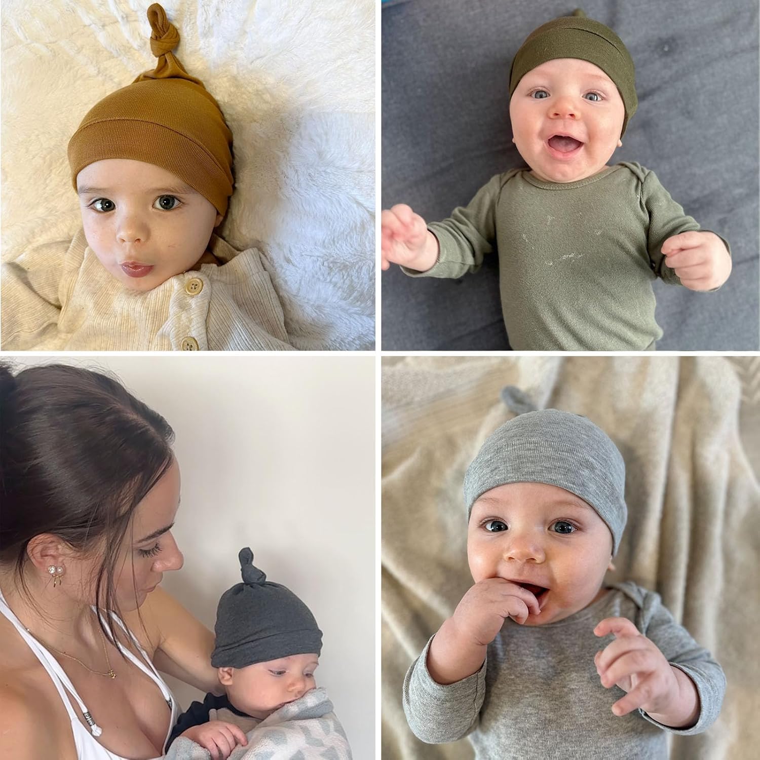 Adjustable Baby Beanie Hats - 8 Pack
