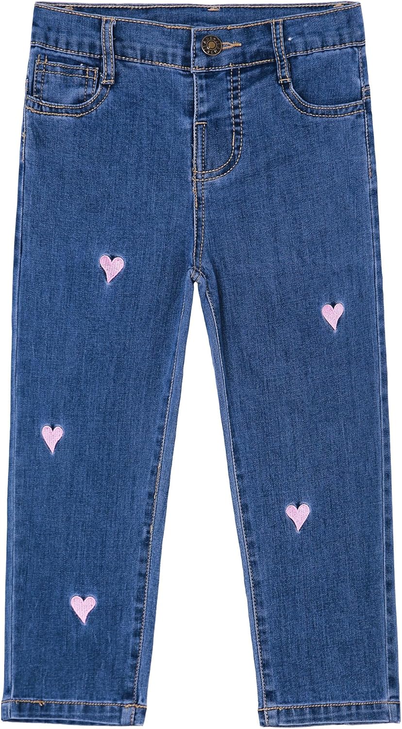KIDSCOOL SPACE Baby Jeans Pink Heart Embroidanted
