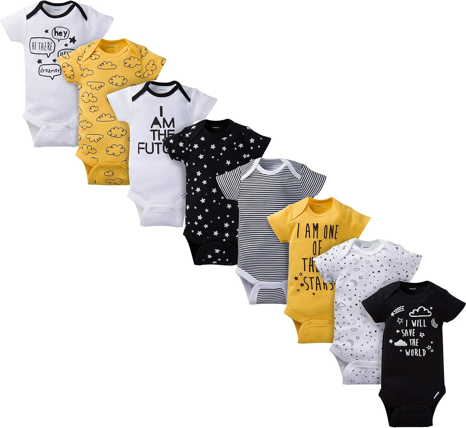 Gerber Baby 8-Pack Soft Easy-Change Onesies