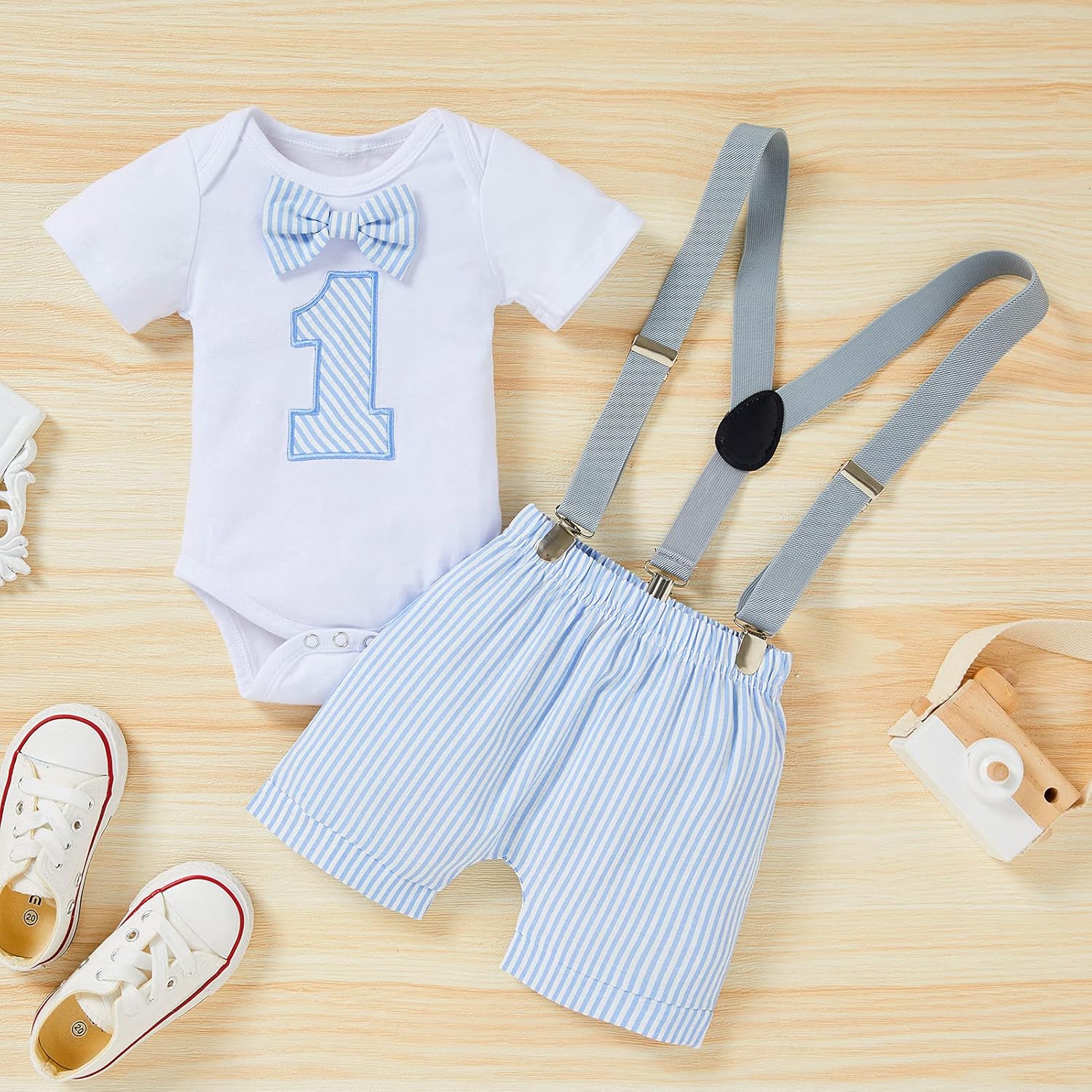 Wild One DISP-011 First Birthday romper set for infant boys