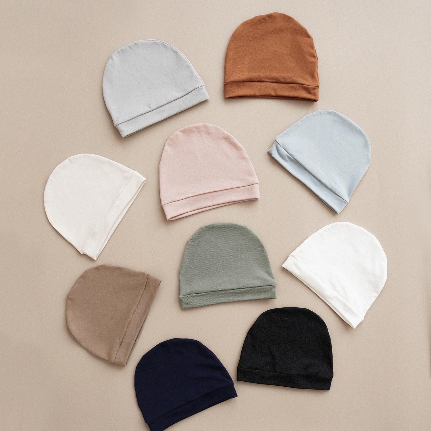 Konssy 6-Pack Baby Beanie Hats for Newborns Soft Stretchy