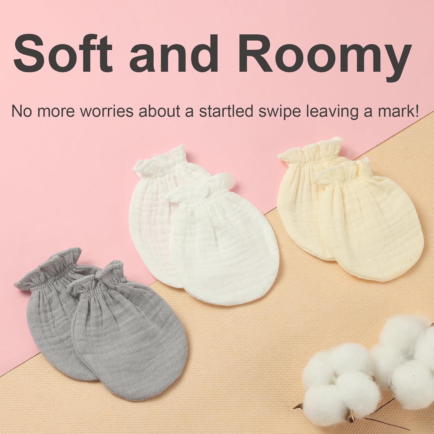 Soft Safe Newborn mittens 6-Pack for Boys Girls