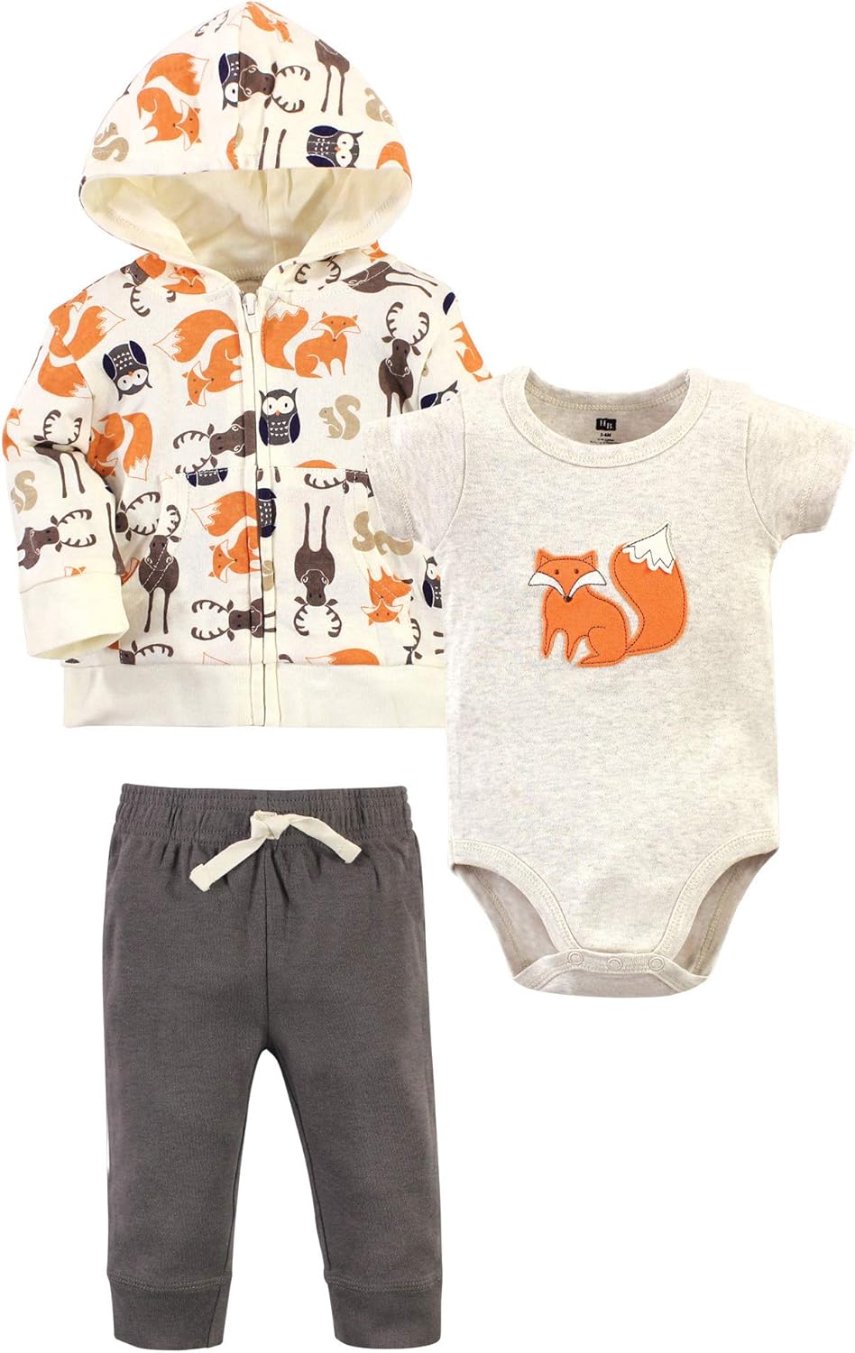 Hudson Baby Unisex Baby Cotton hoodie Bodysuit or tee top and pants