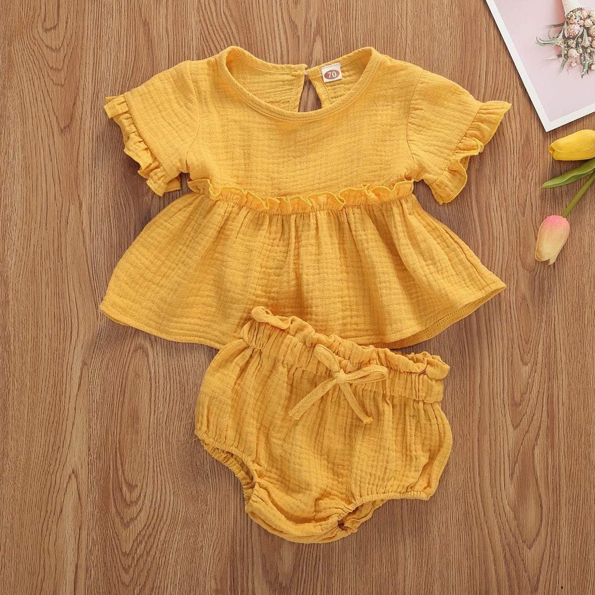Perfect Summer Outfit for Newborn - Ruffled Solid Set