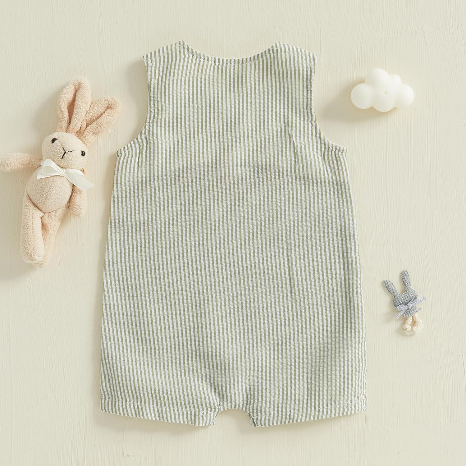 Toddler Boy Easter Jumpsuit with Bunny Carrot Embroidery 0-3 Years