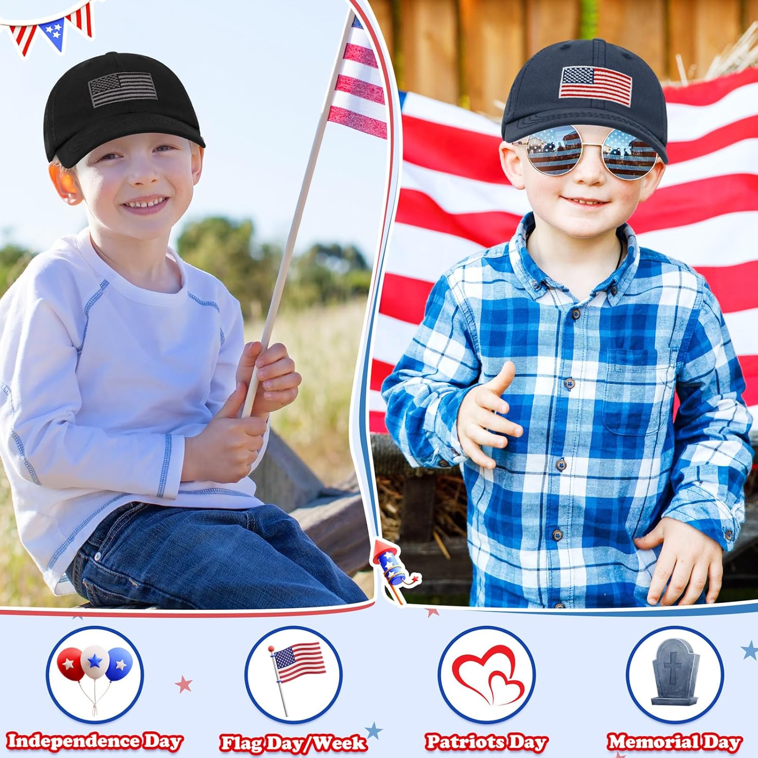 Perfect_sun grilled USA flag baseball cap for toddlers