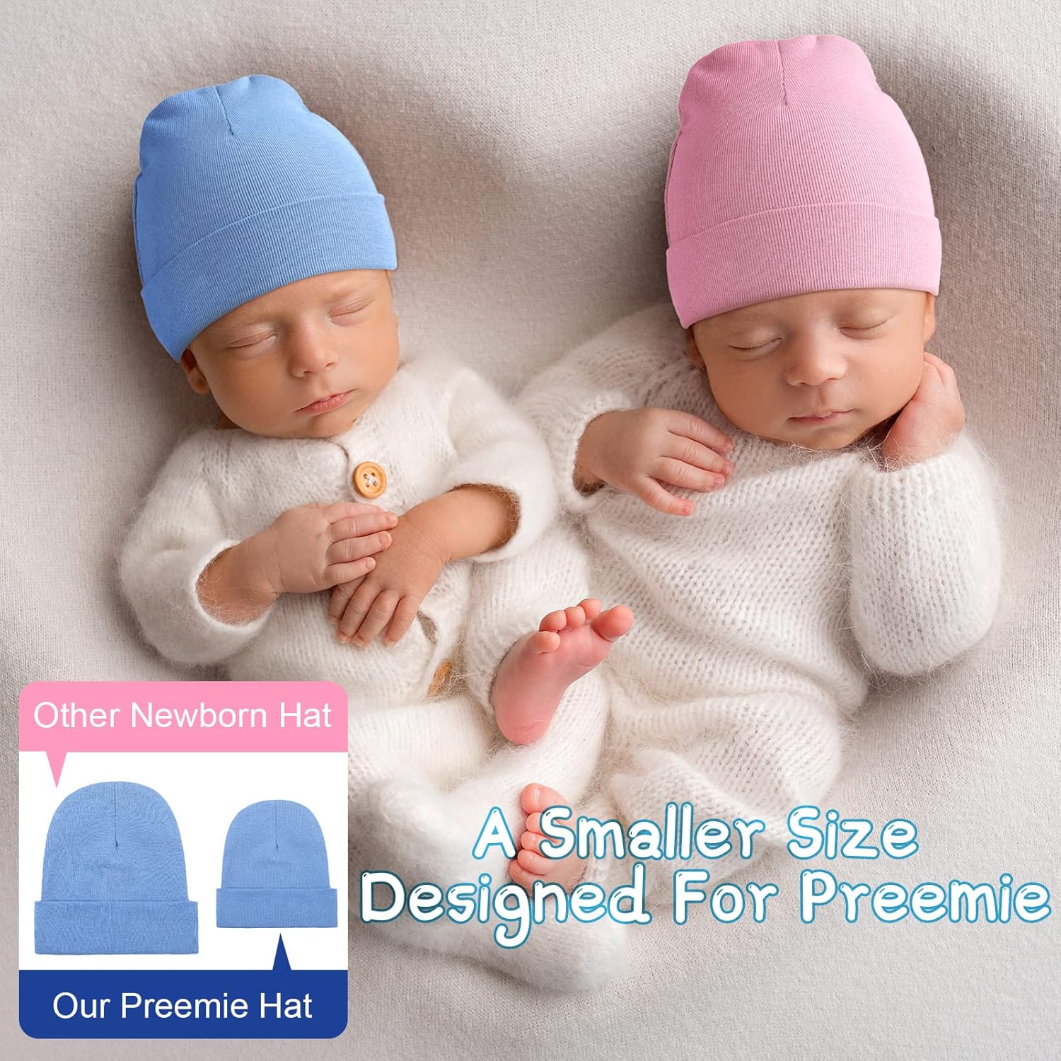 Newcotte 6 Pack Preemie Baby Hats Cotton Preemie Beanie for Premature