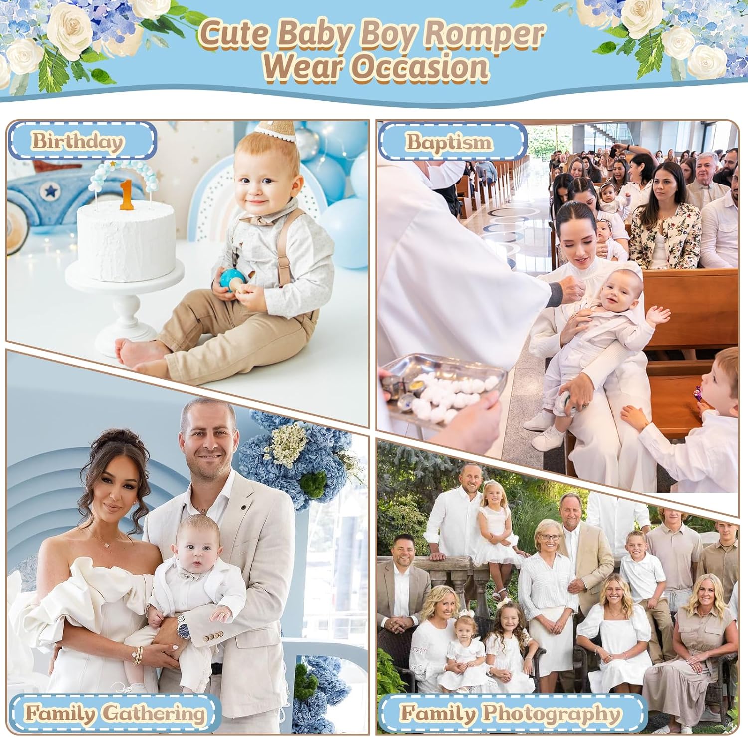 Baptism Newborn Romper Booulfi Premium Cotton Romper for Boys