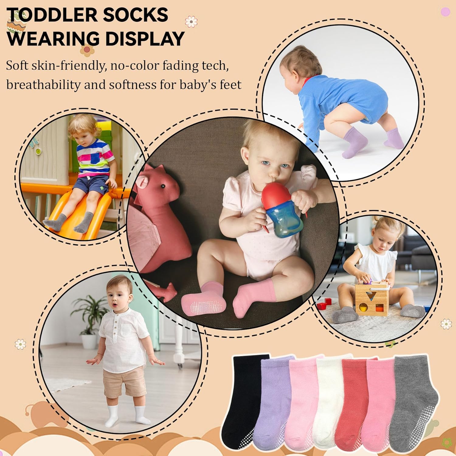 SkiBeaut 20 Pairs Toddler Socks