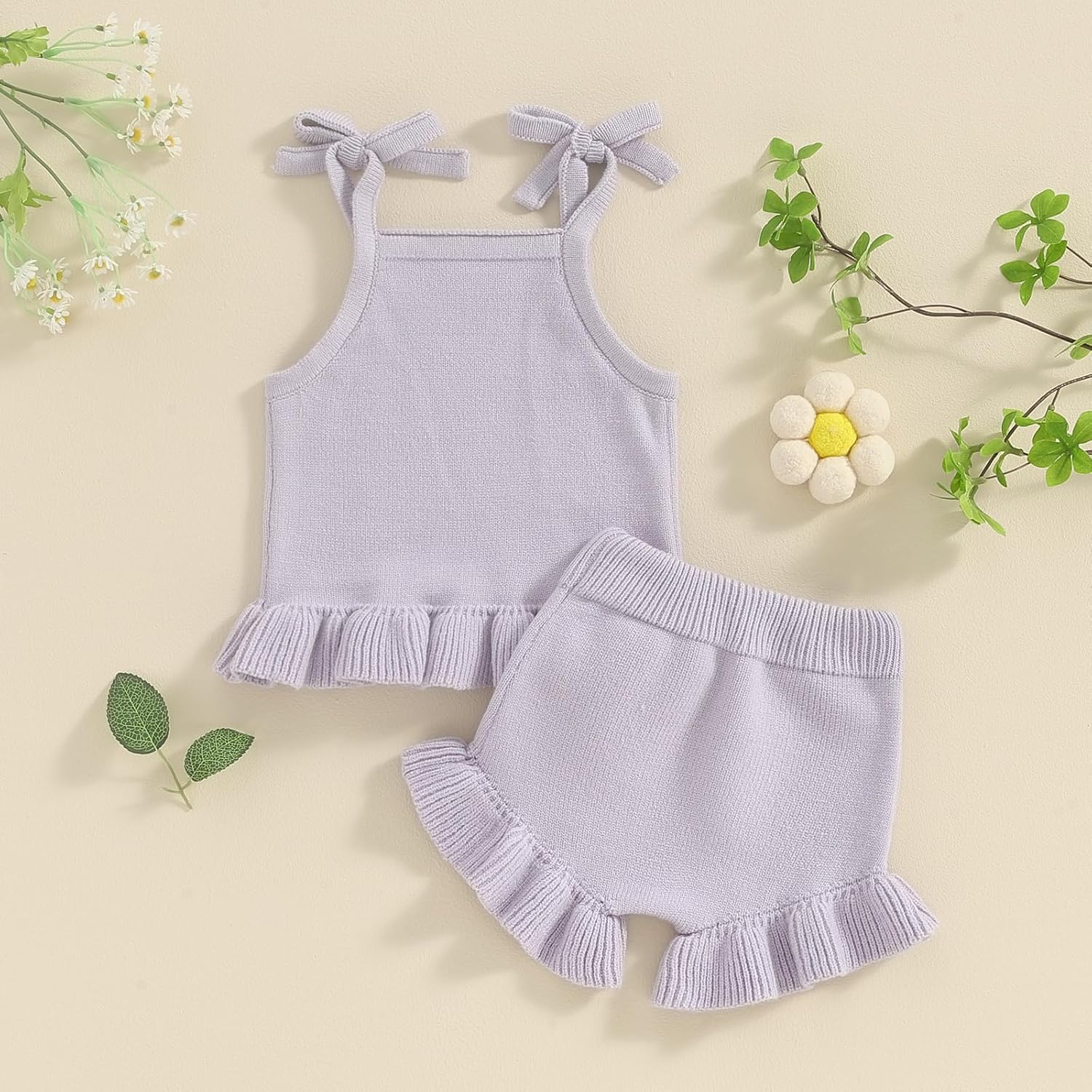 Berrys Trendy Baby Girl Summer Outfit Set with Tank Tops Ruffled Shorts