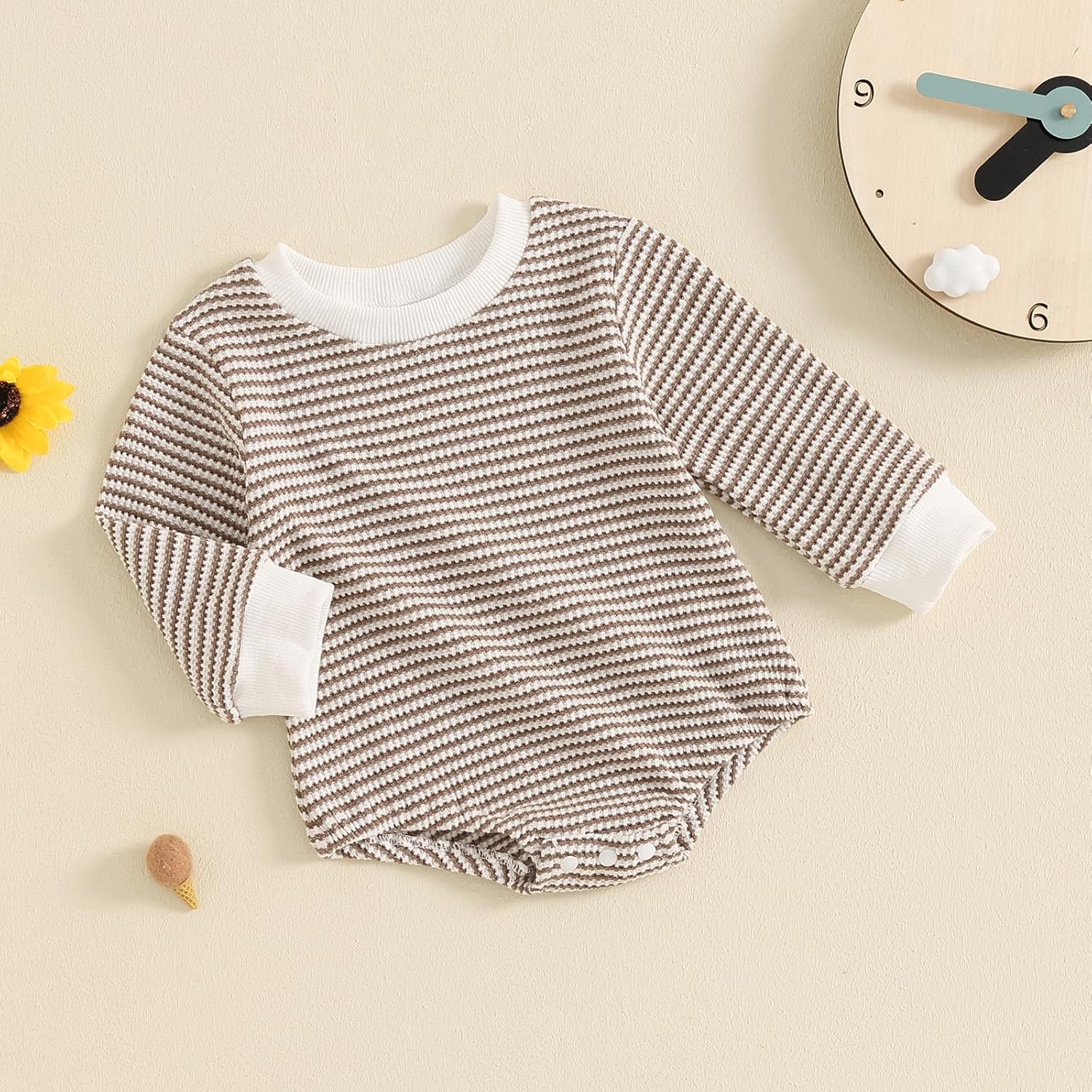 VisgogoUnisex Baby Romper Waffle Long Sleeve Bubble Bodysuit for Boys Girls