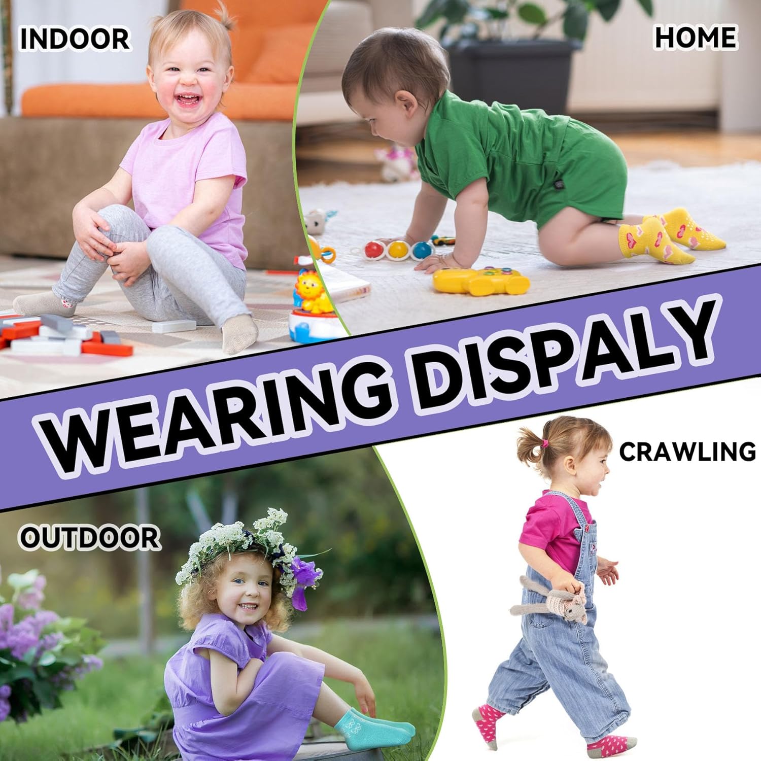 SkiBeaut Non-Slip Baby Socks for Toddlers - Cute Grips Design
