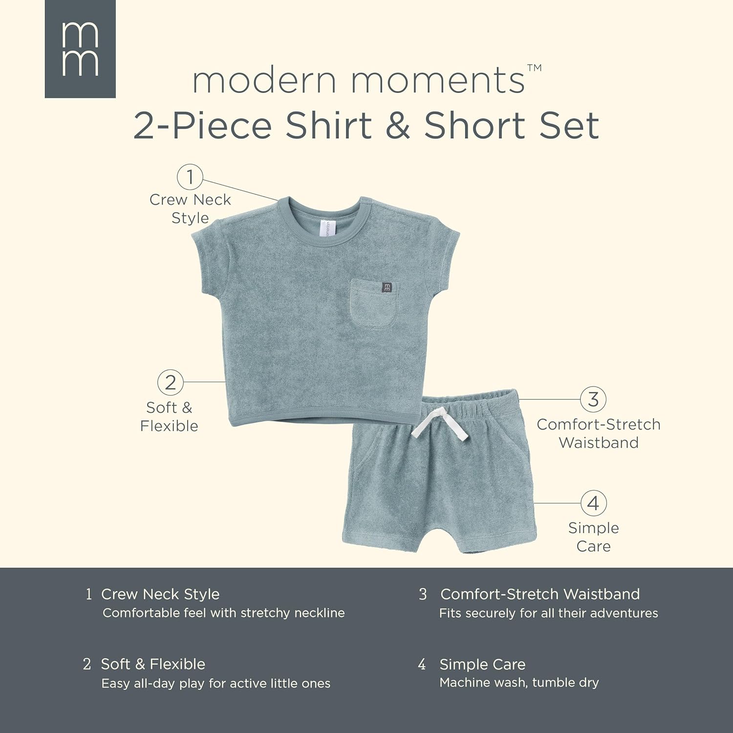 Modern Moments by Gerber Male Baby Set - Knit Terry Shirt Shorts