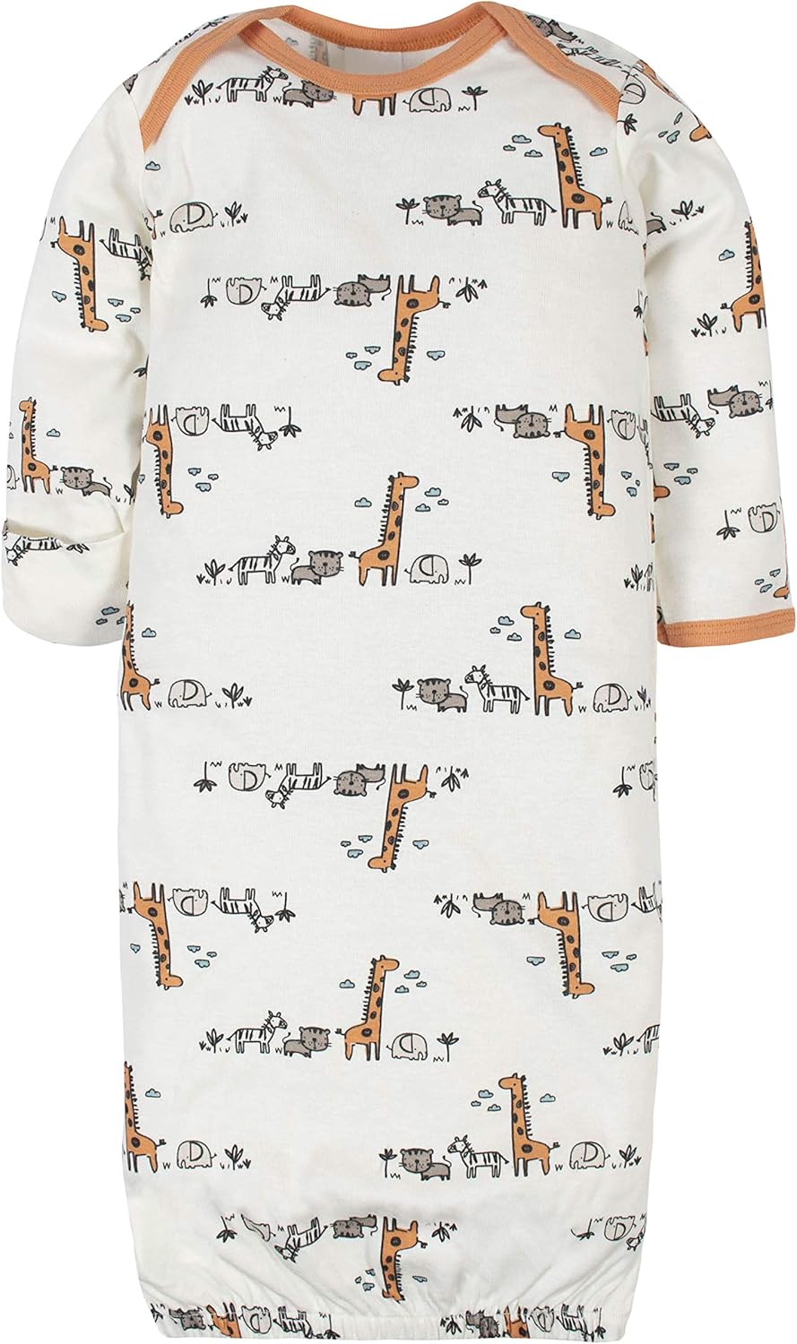 Gerber 4-Pack Cuddle Comfort Baby Gown Easy changing Fun designs
