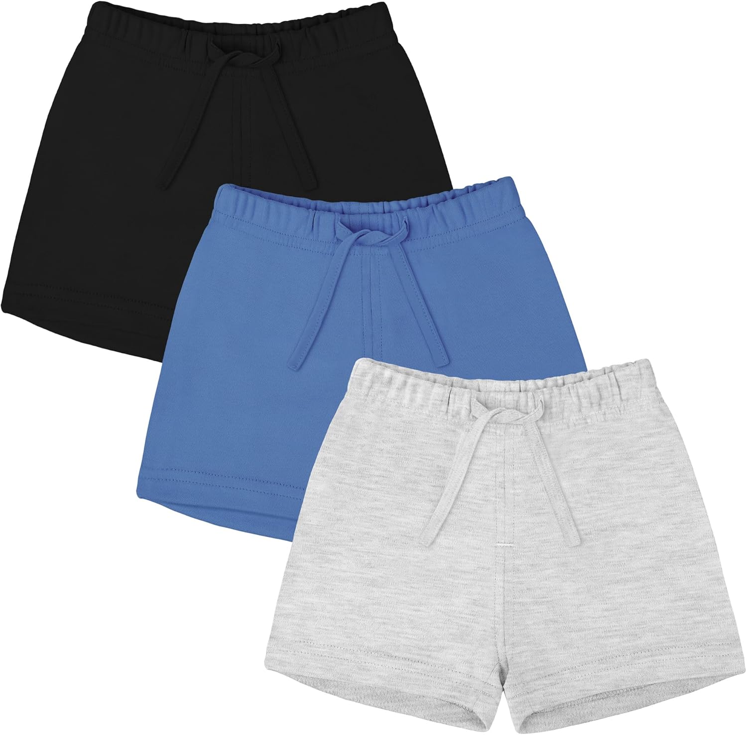 Ruisita 3 Pack Unisex Baby Toddler Cotton Shorts with Drawstring