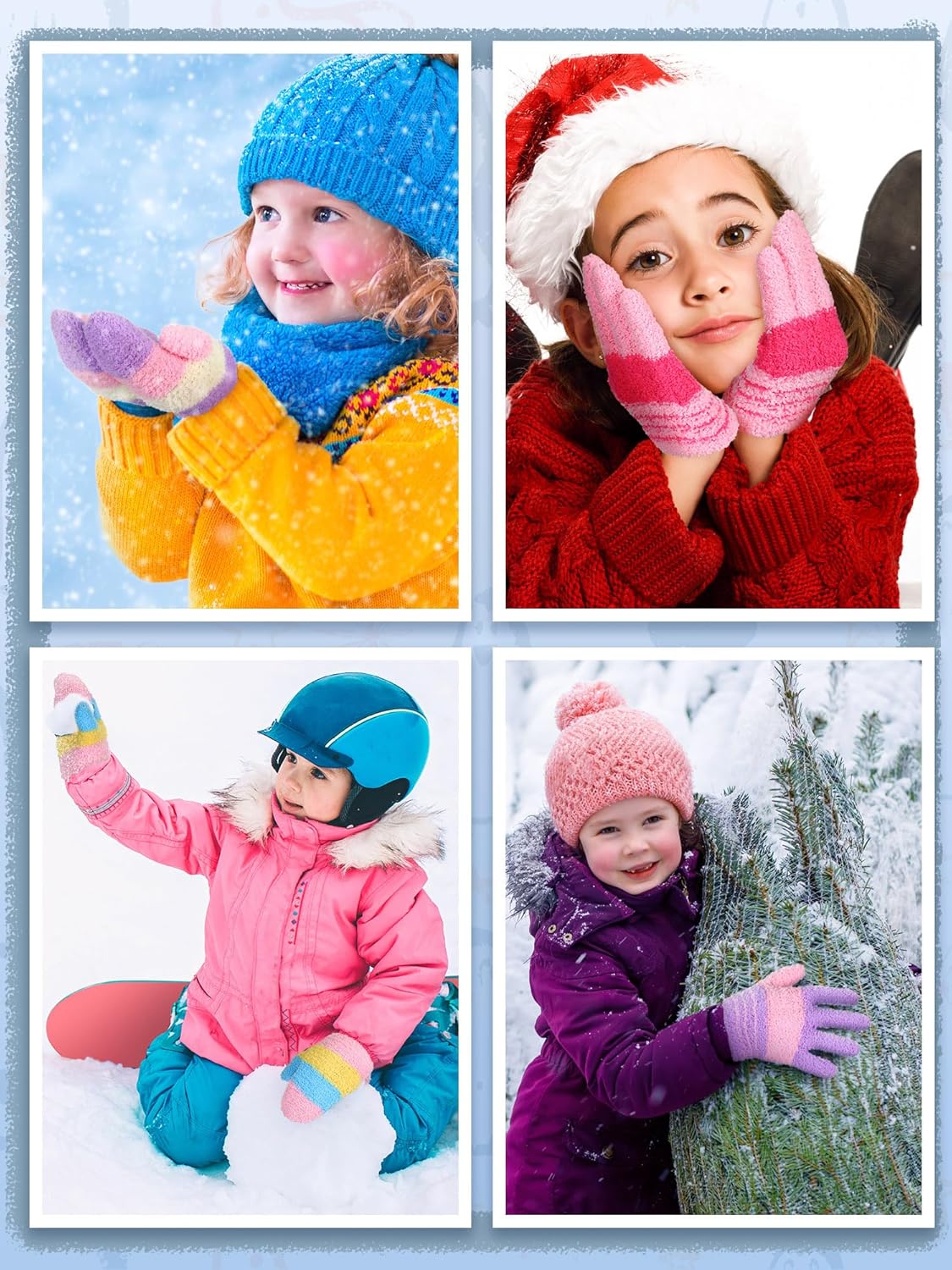 SATINIOR Toddler Winter Gloves 6 Pairs Stretchy Mittens